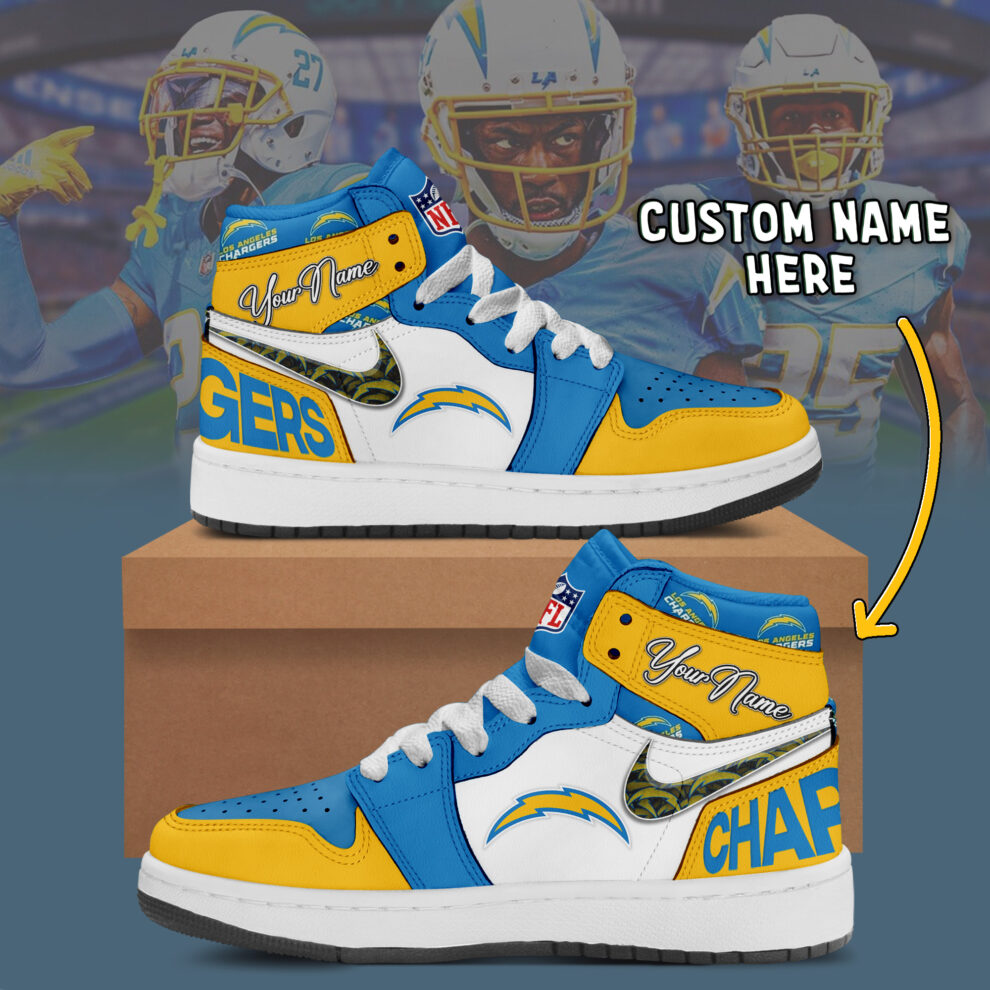 JWFancy Los Angeles Chargers AJ1 High Sneakers Shoes For Men And Women