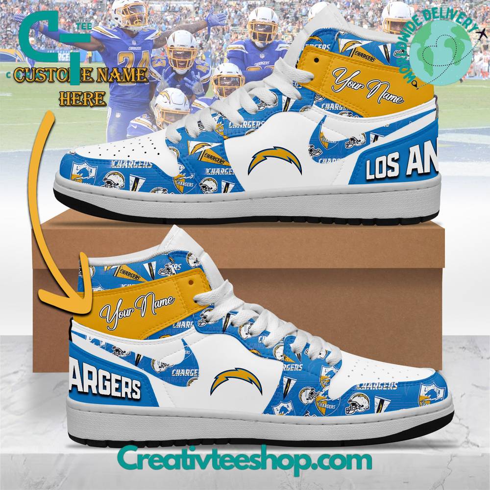 JWFancy Los Angeles Chargers AJ1 High Sneakers Shoes For Men And Women