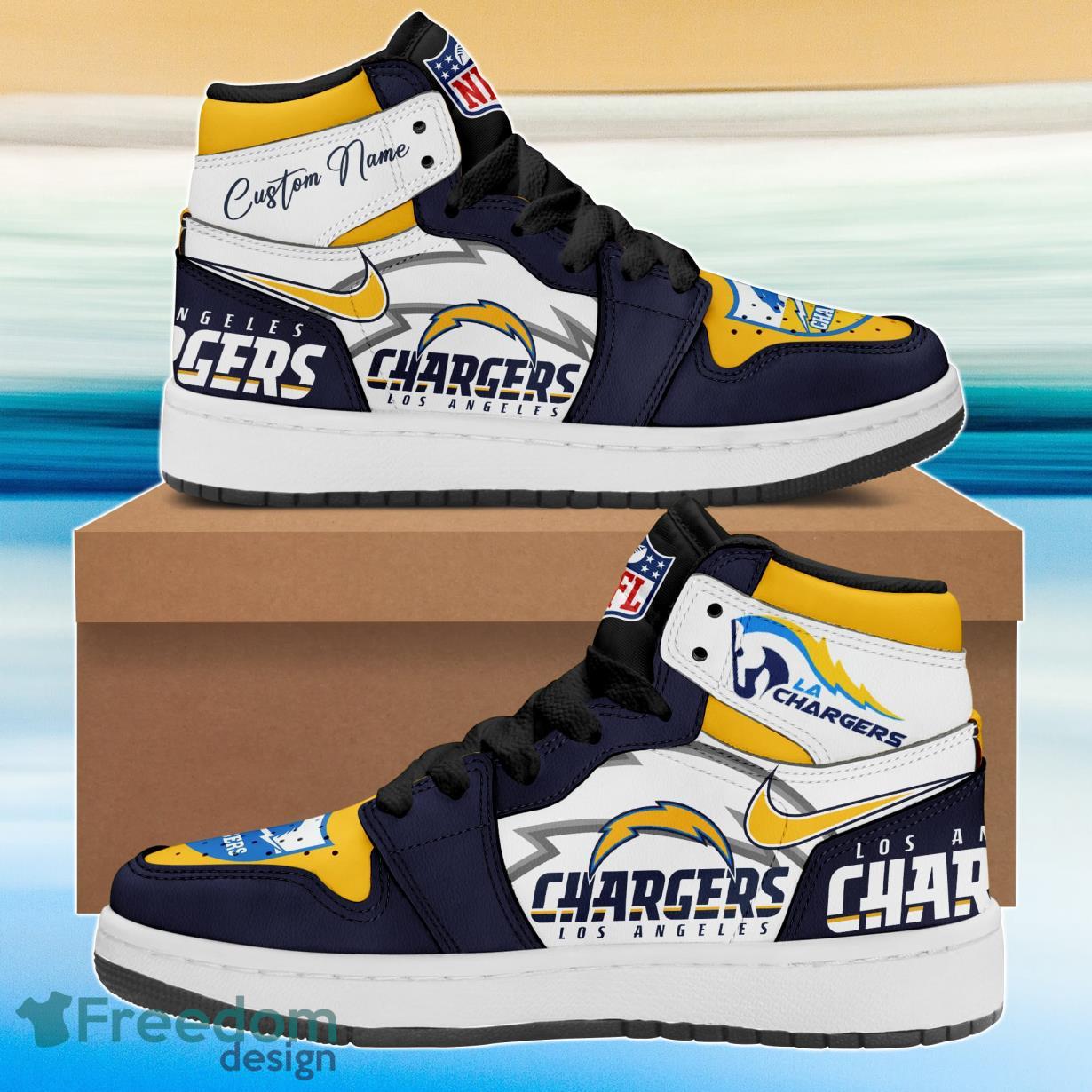 JWFancy Los Angeles Chargers AJ1 High Sneakers Shoes For Men And Women