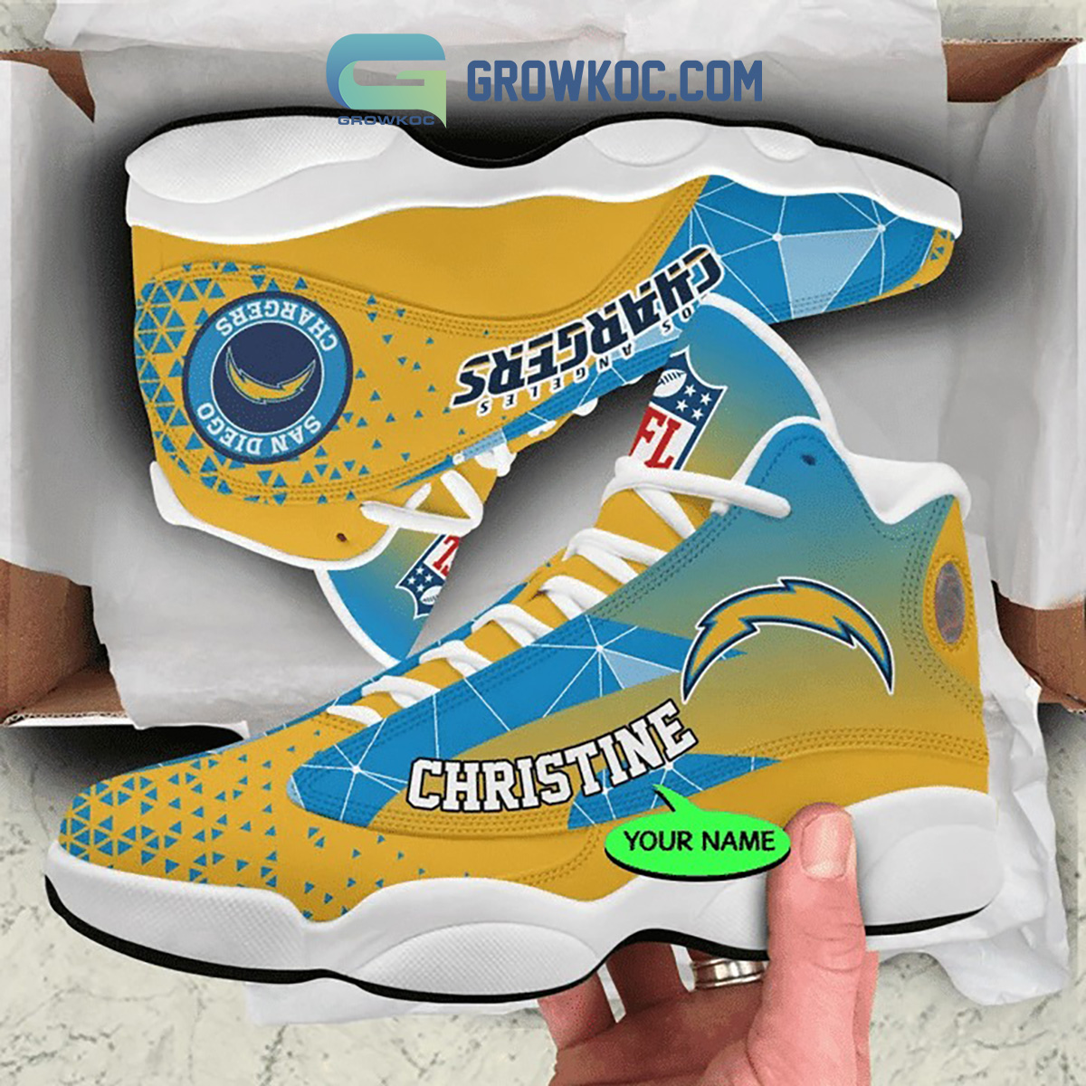 JWFancy Los Angeles Chargers AJ13 Sneakers Shoes For Men And Women