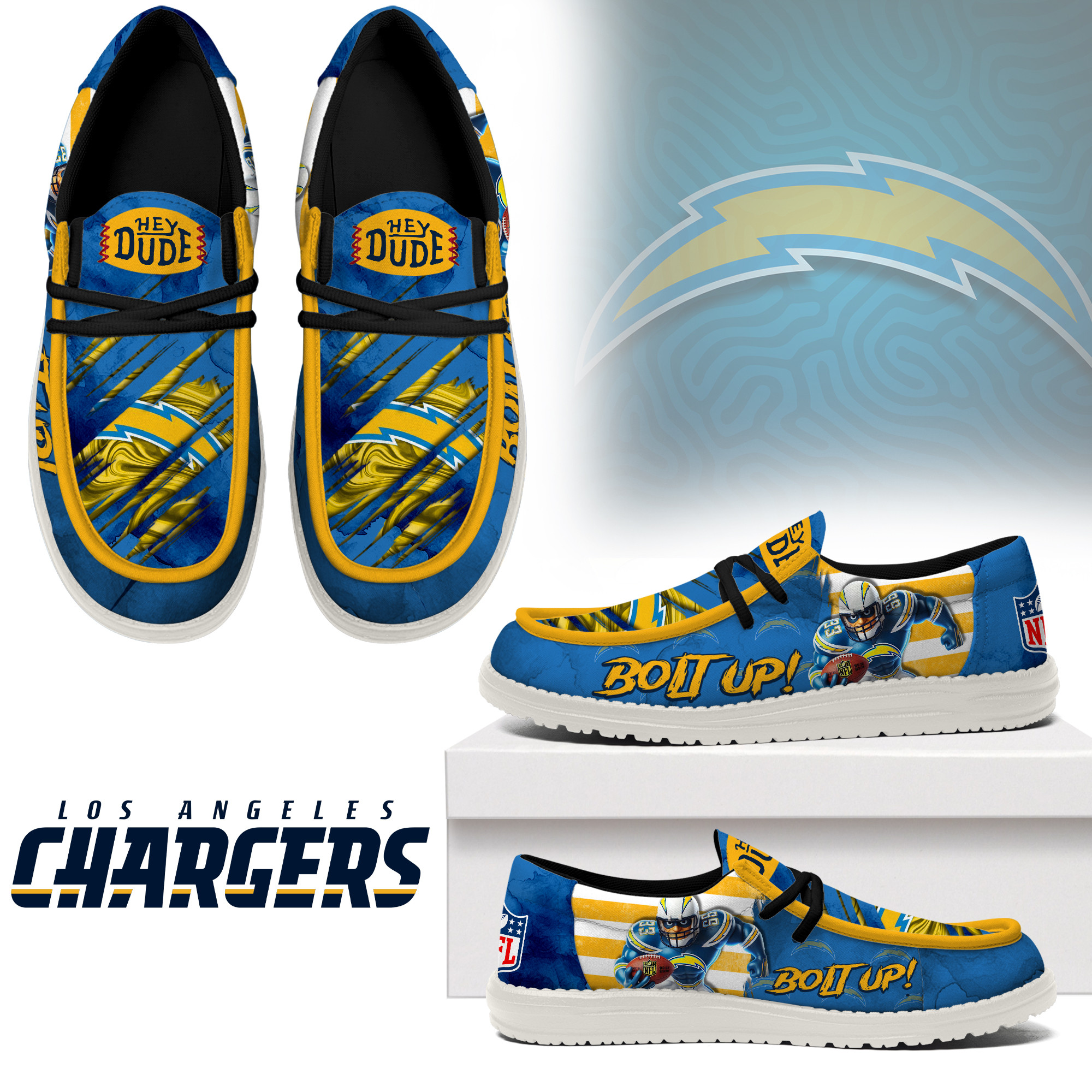 JWFancy Los Angeles Chargers – Custom Name Hey Dude