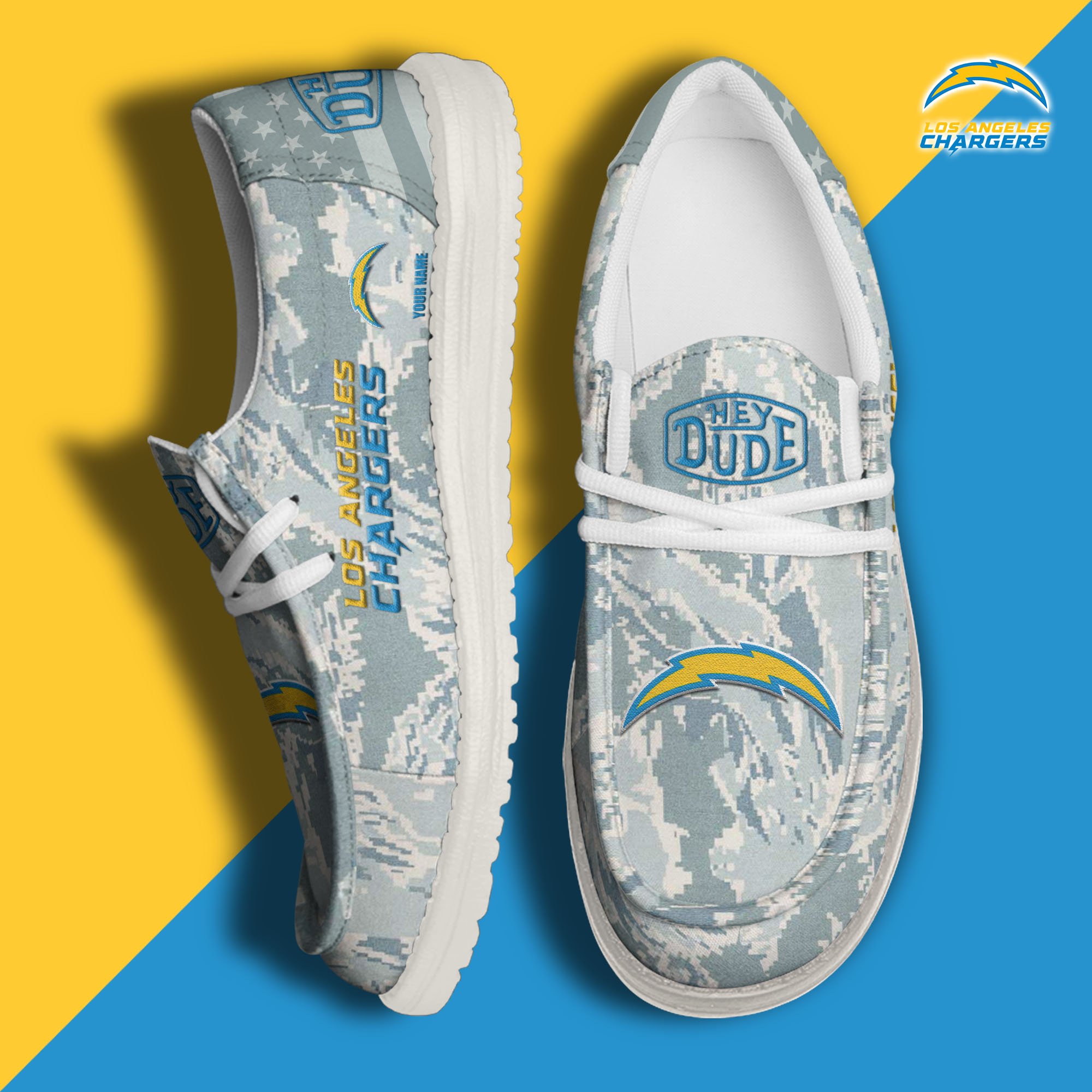 JWFancy Los Angeles Chargers Hey Dude Shoes Wally Men's Lace Up Loafers Comfortable For Men And Women