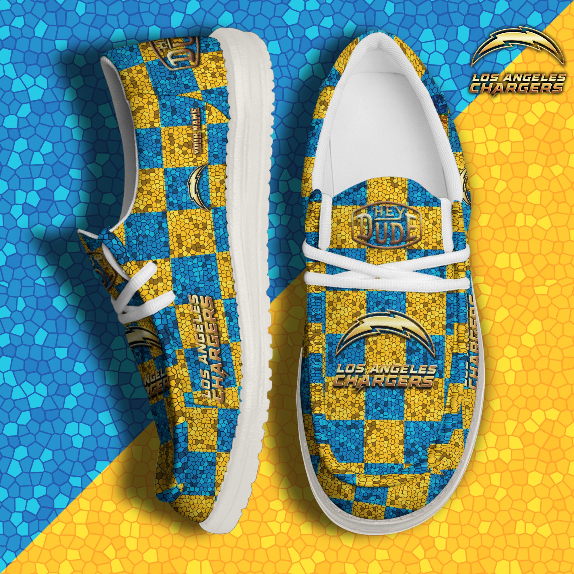 JWFancy Los Angeles Chargers Hey Dude Shoes Wally Men's Lace Up Loafers Comfortable For Men And Women