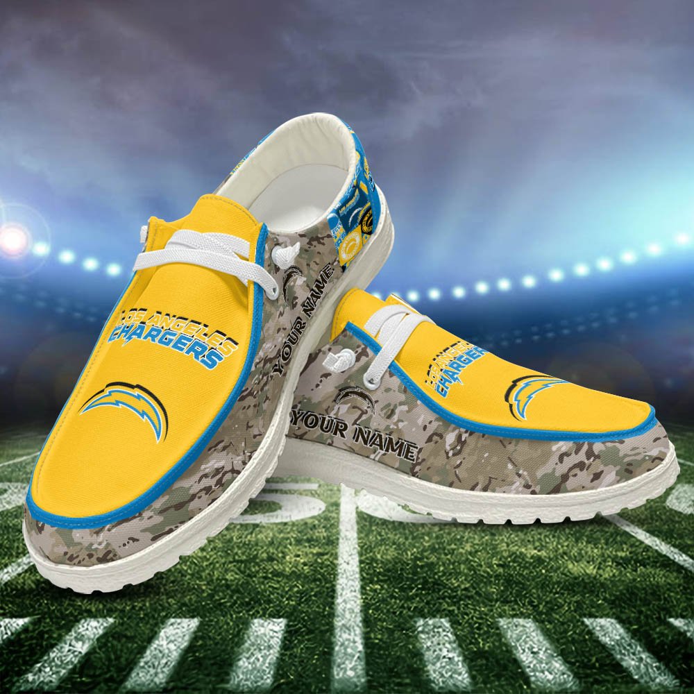JWFancy Los Angeles Chargers Hey Dude Shoes Wally Men's Lace Up Loafers Comfortable For Men And Women