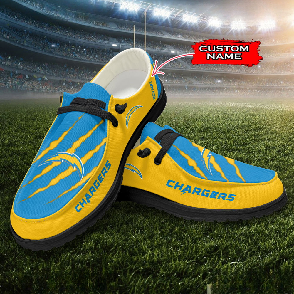 JWFancy Los Angeles Chargers Hey Dude Shoes Wally Men's Lace Up Loafers Comfortable For Men And Women