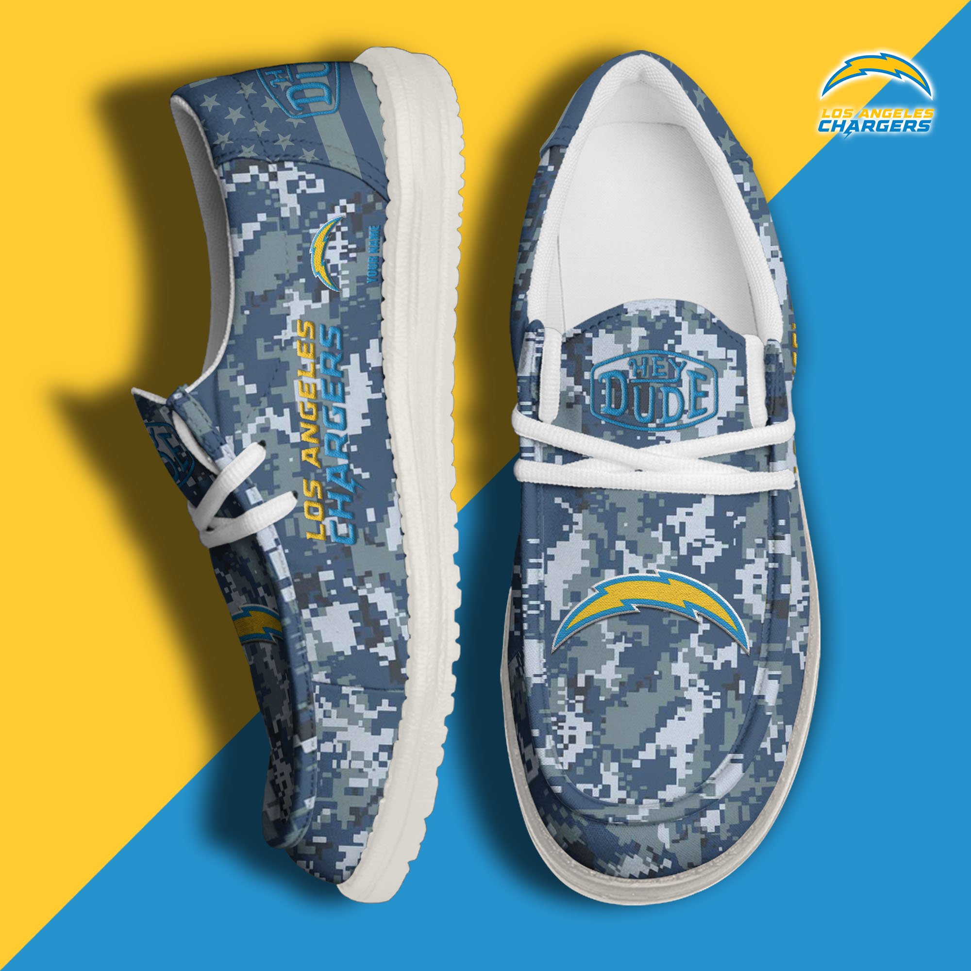 JWFancy Los Angeles Chargers Hey Dude Shoes Wally Men's Lace Up Loafers Comfortable For Men And Women