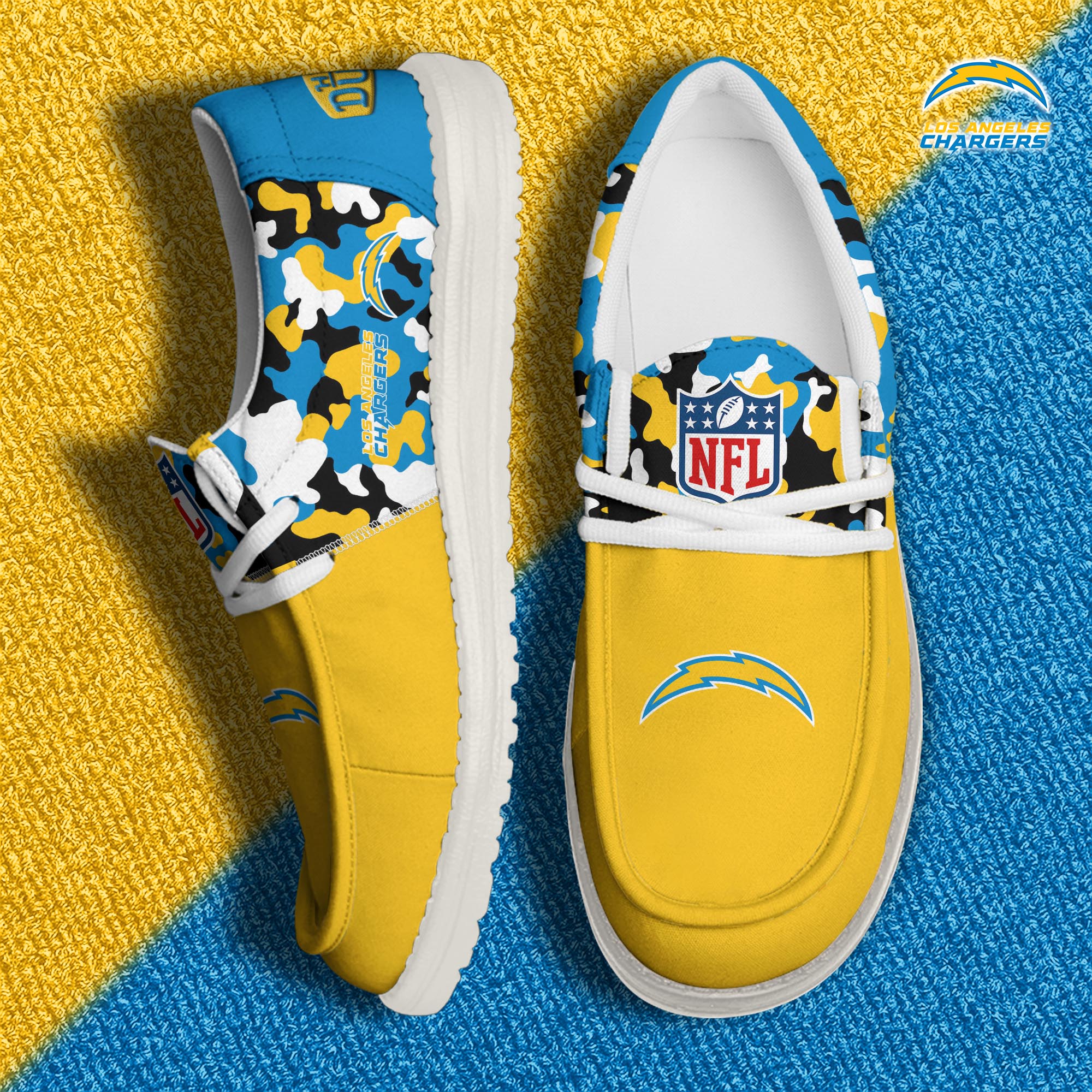 JWFancy Los Angeles Chargers Hey Dude Shoes Wally Men's Lace Up Loafers Comfortable For Men And Women