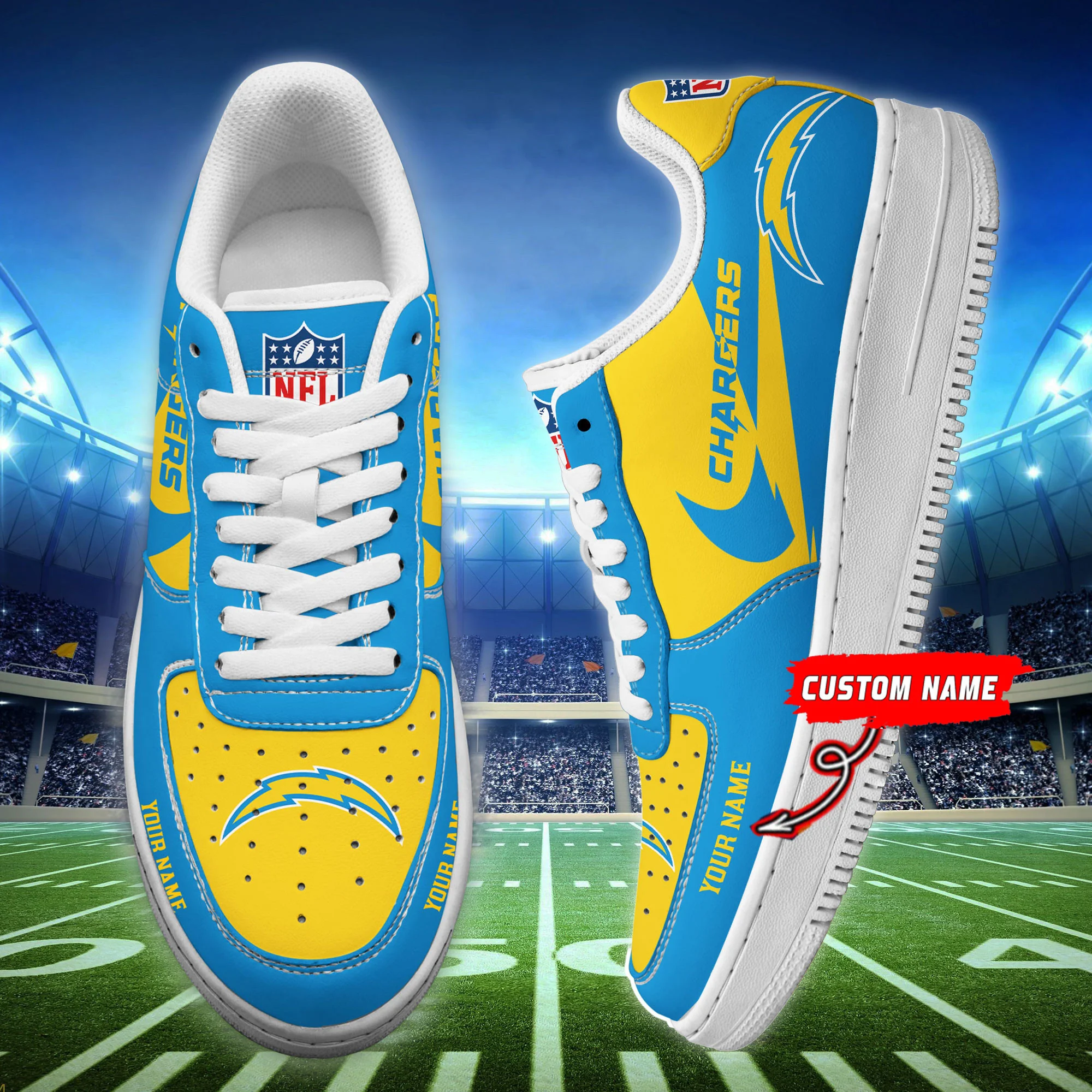 JWFancy Los Angeles Chargers NFL Air Low-Top Sneakers Shoes For Men And Women
