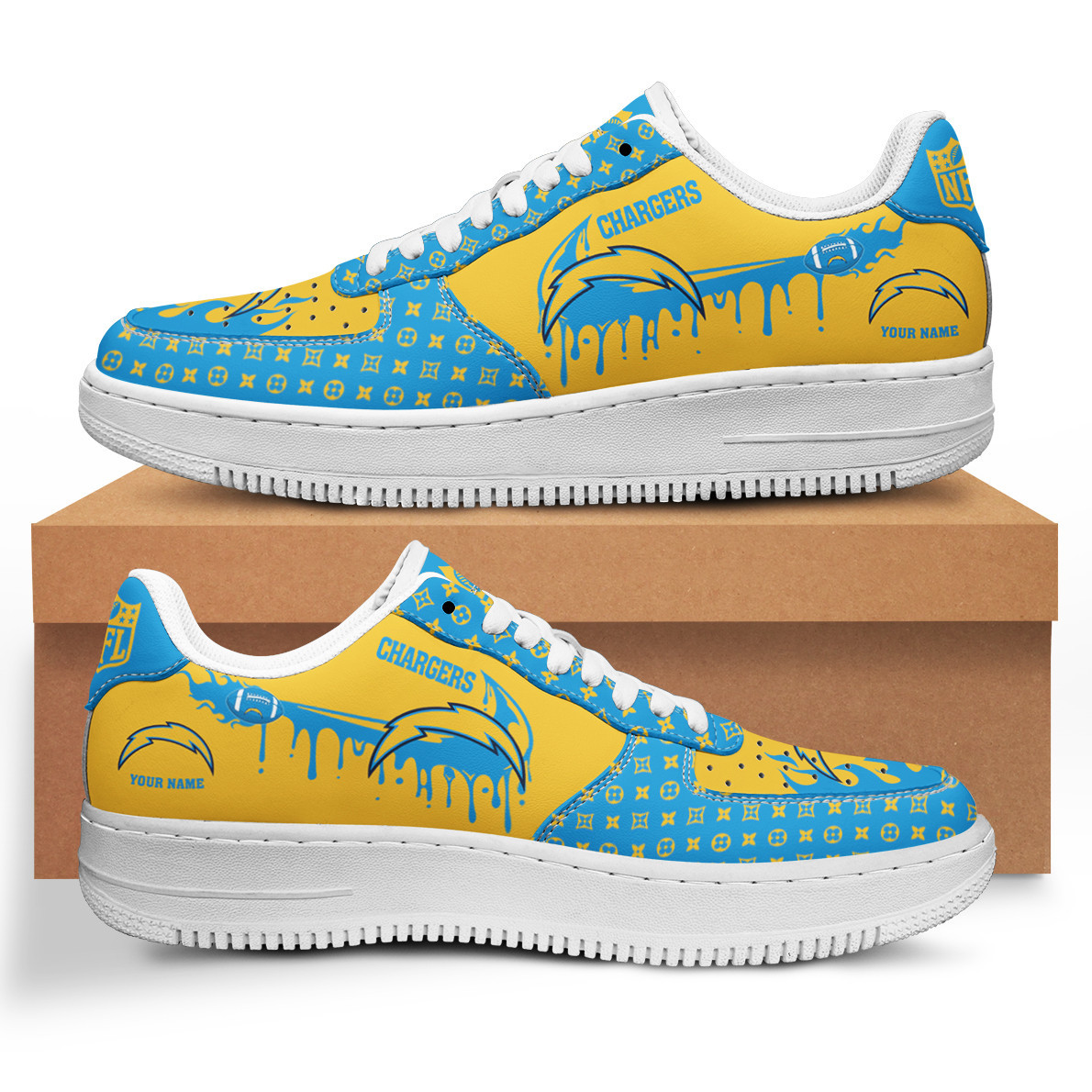 JWFancy Los Angeles Chargers NFL Air Low-Top Sneakers Shoes For Men And Women