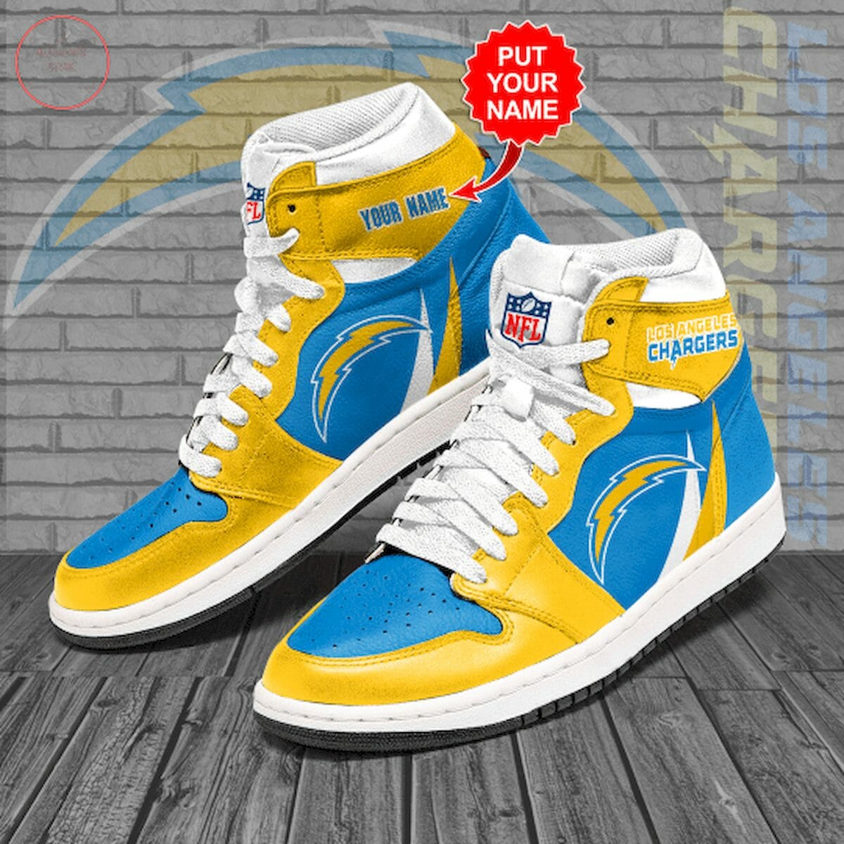 JWFancy Los Angeles Chargers NFL AJ1 High Sneakers Shoes For Men And Women
