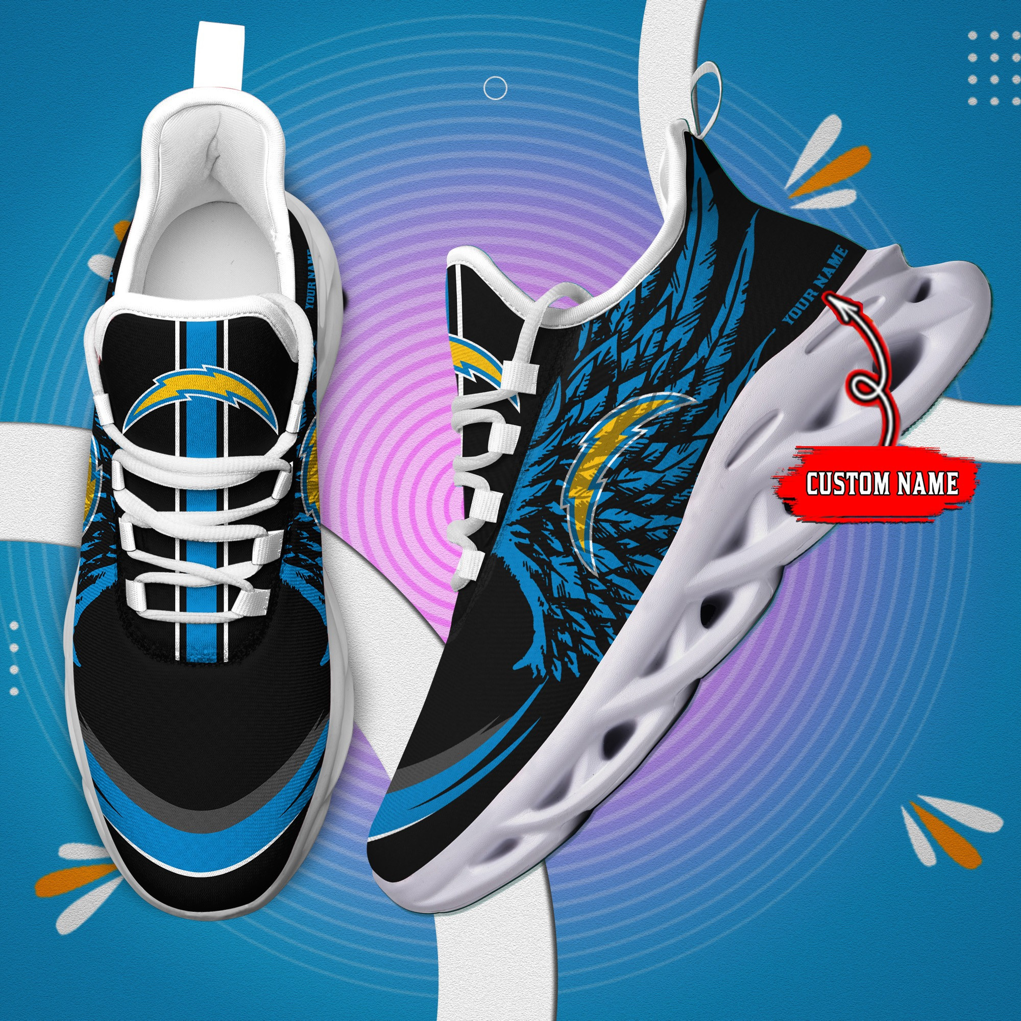 JWFancy Los Angeles Chargers NFL Max Soul Shoes Sneakers For Men And Women