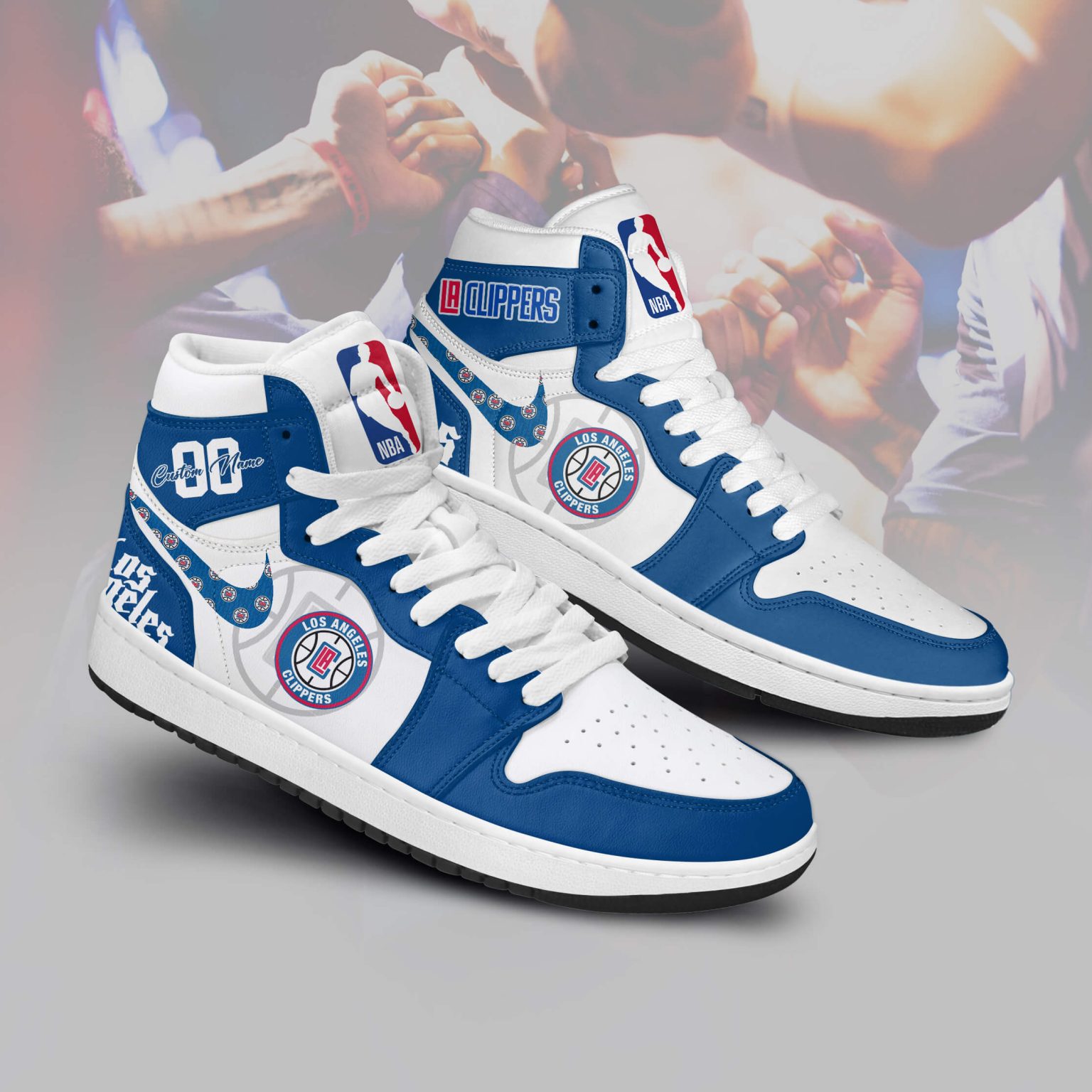 JWFancy Los Angeles Clippers AJ1 High Sneakers Shoes For Men And Women