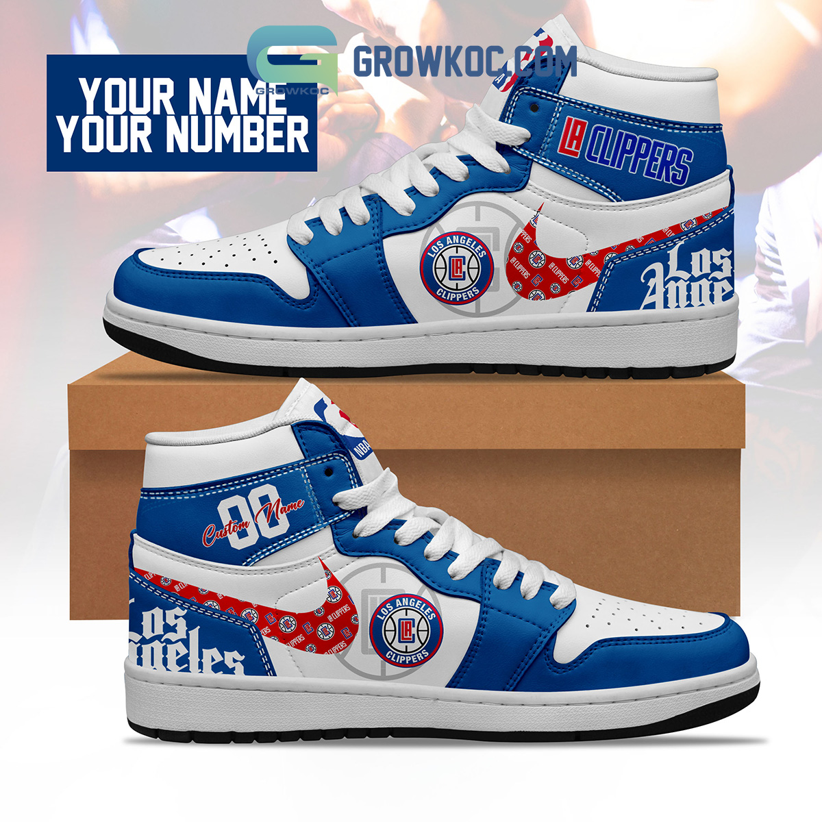 JWFancy Los Angeles Clippers AJ1 High Sneakers Shoes For Men And Women