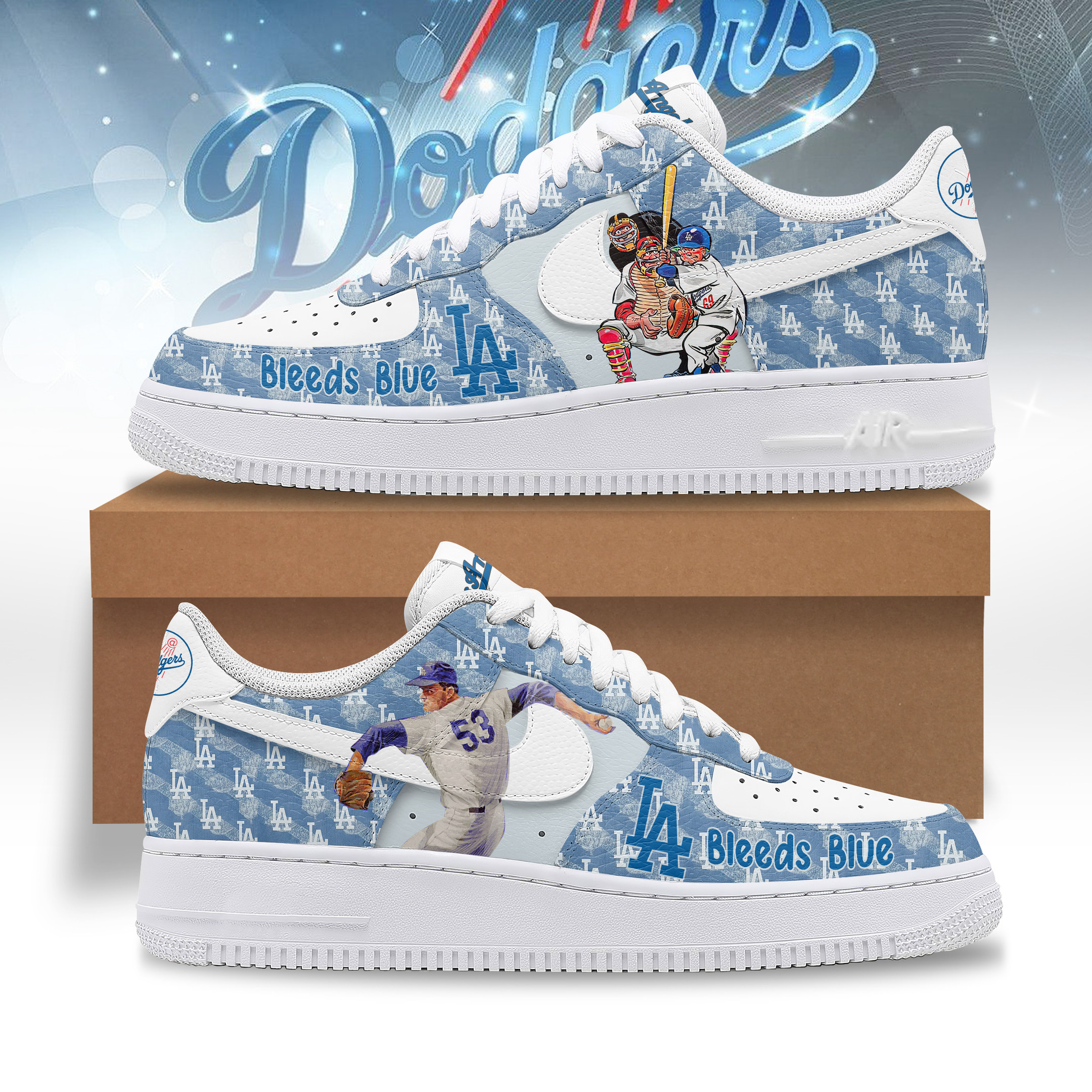 JWFancy Los Angeles Dodgers Air Low-Top Sneakers Shoes For Men And Women