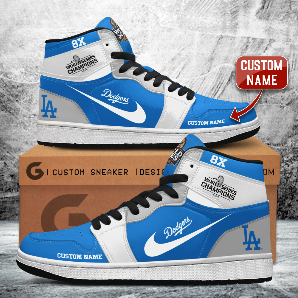 JWFancy Los Angeles Dodgers AJ1 High Sneakers Shoes For Men And Women
