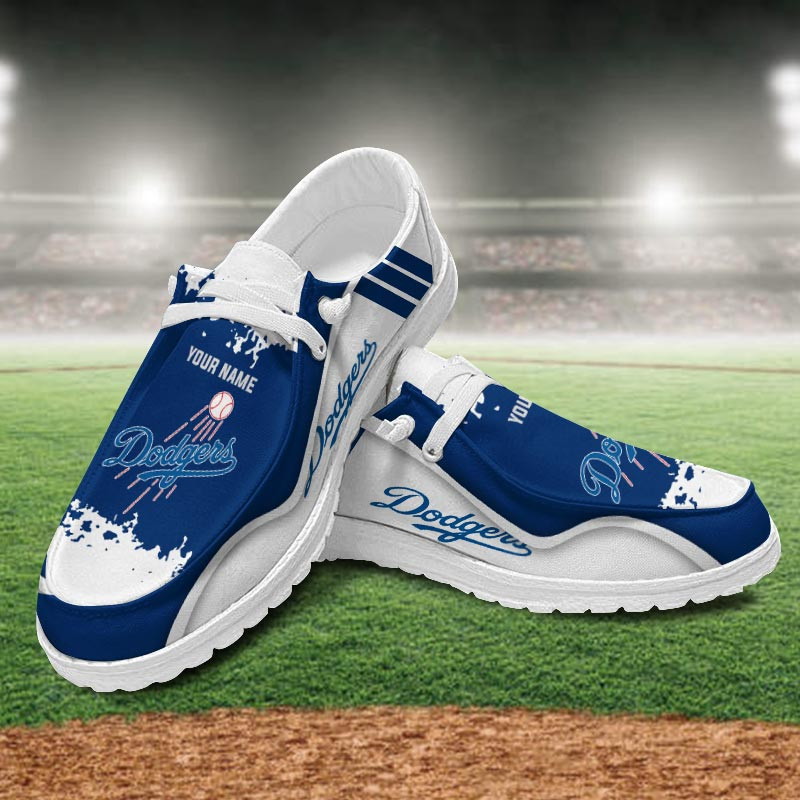 JWFancy Los Angeles Dodgers Hey Dude Shoes Wally Men's Lace Up Loafers Comfortable For Men And Women