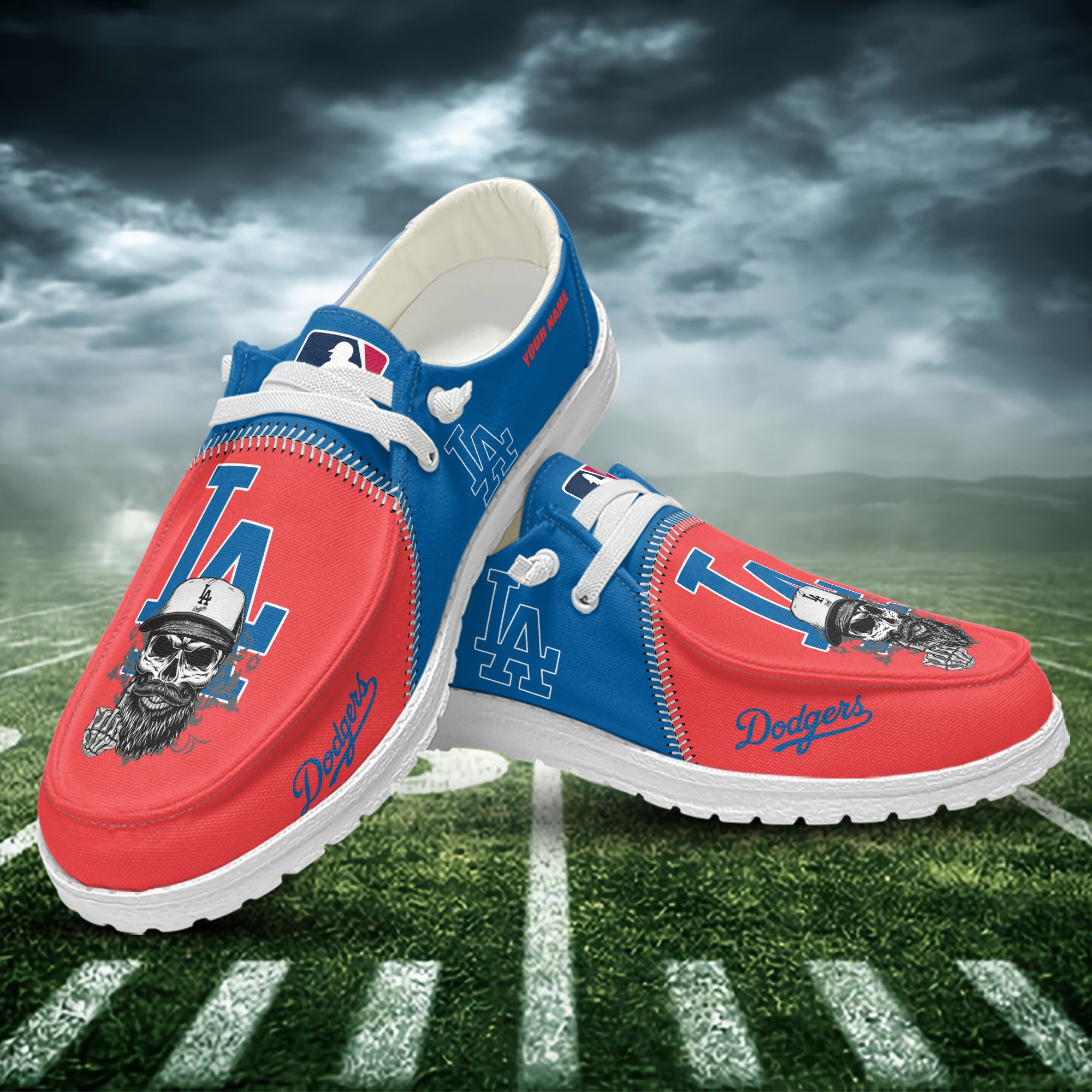 JWFancy Los Angeles Dodgers Hey Dude Shoes Wally Men's Lace Up Loafers Comfortable For Men And Women