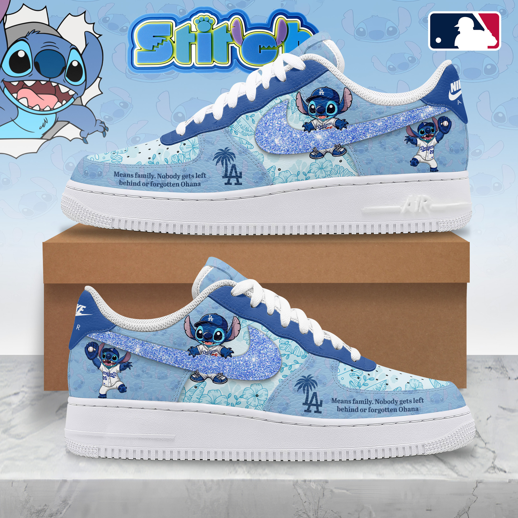 JWFancy Los Angeles Dodgers x Stitch Air Low-Top Sneakers Shoes For Men And Women