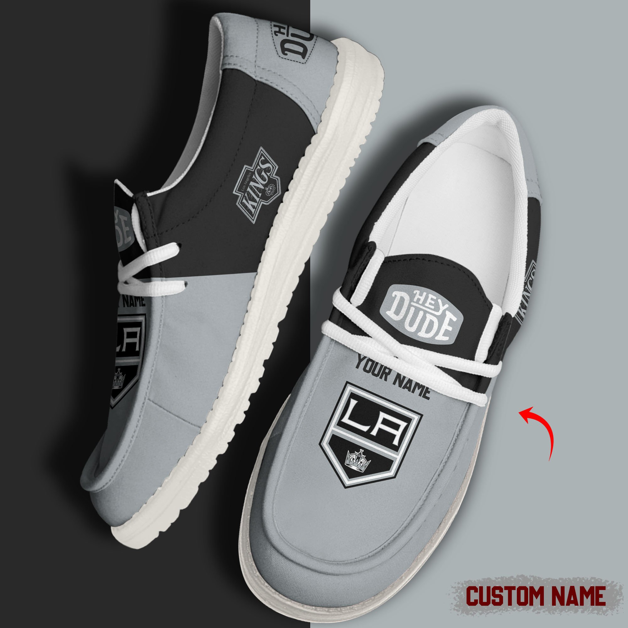 JWFancy Los Angeles Kings Hey Dude Shoes Wally Men's Lace Up Loafers Comfortable For Men And Women