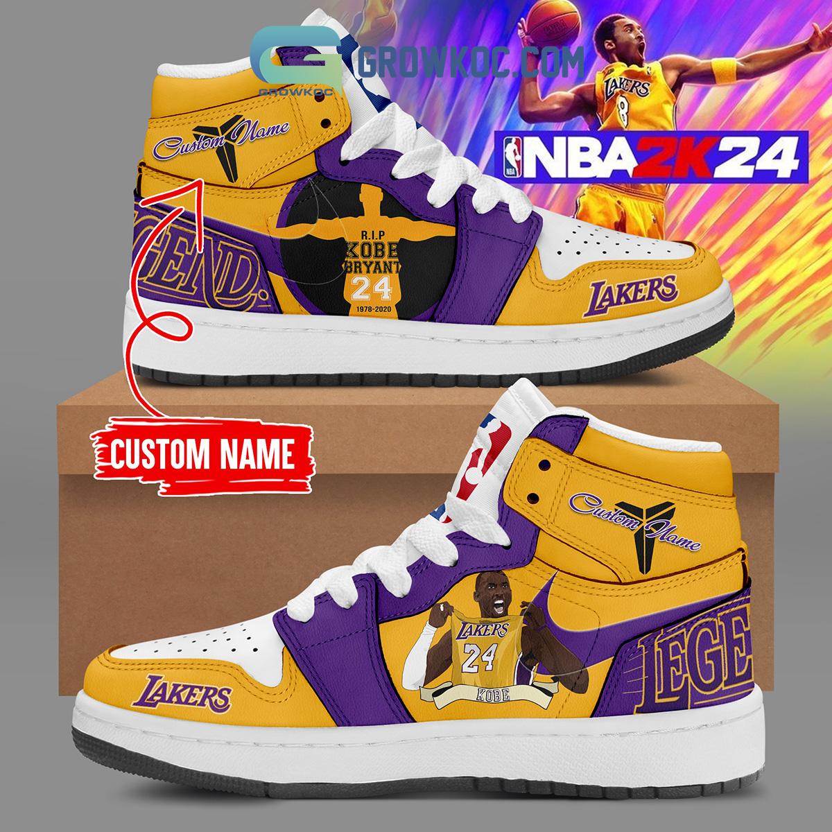 JWFancy Los Angeles Lakers AJ1 High Sneakers Shoes For Men And Women