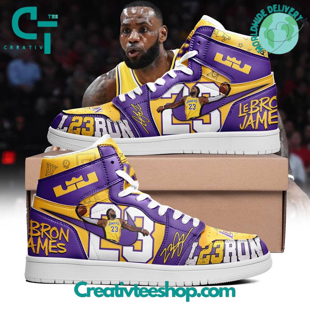 JWFancy Los Angeles Lakers AJ1 High Sneakers Shoes For Men And Women
