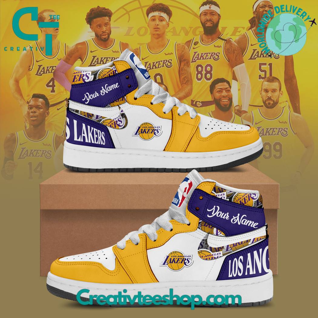 JWFancy Los Angeles Lakers AJ1 High Sneakers Shoes For Men And Women