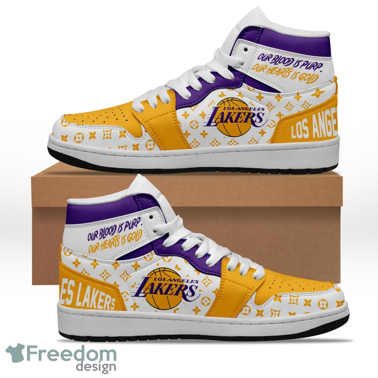 JWFancy Los Angeles Lakers AJ1 High Sneakers Shoes For Men And Women