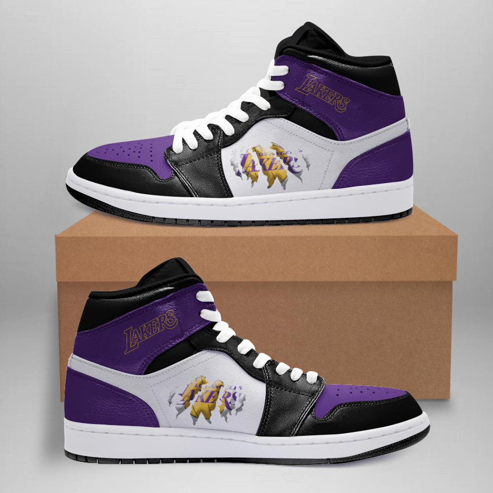 JWFancy Los Angeles Lakers AJ1 High Sneakers Shoes For Men And Women