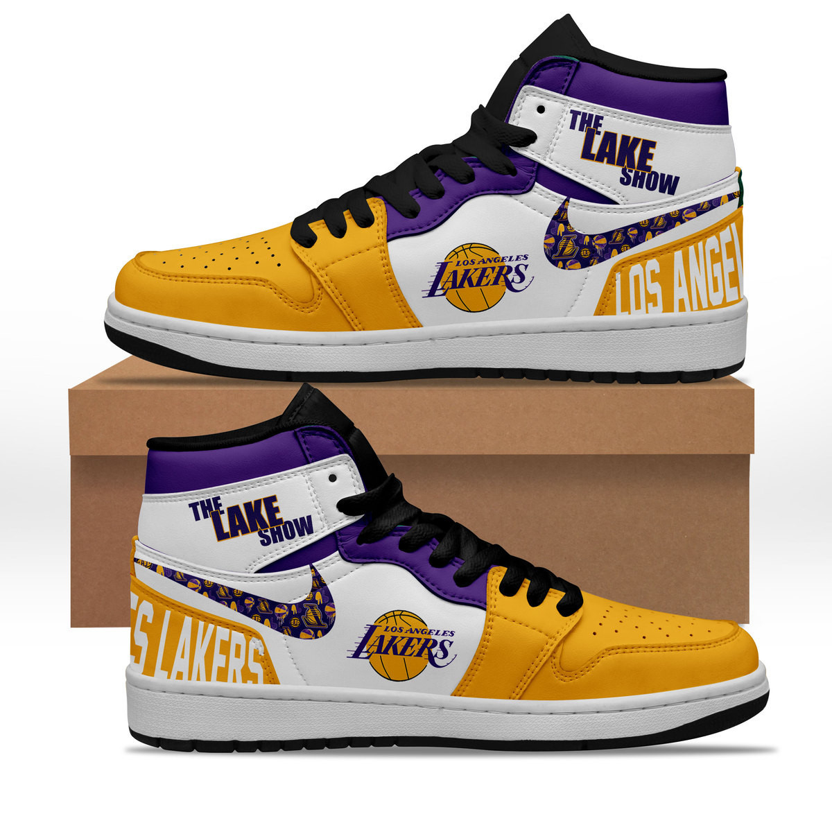 JWFancy Los Angeles Lakers AJ1 High Sneakers Shoes For Men And Women