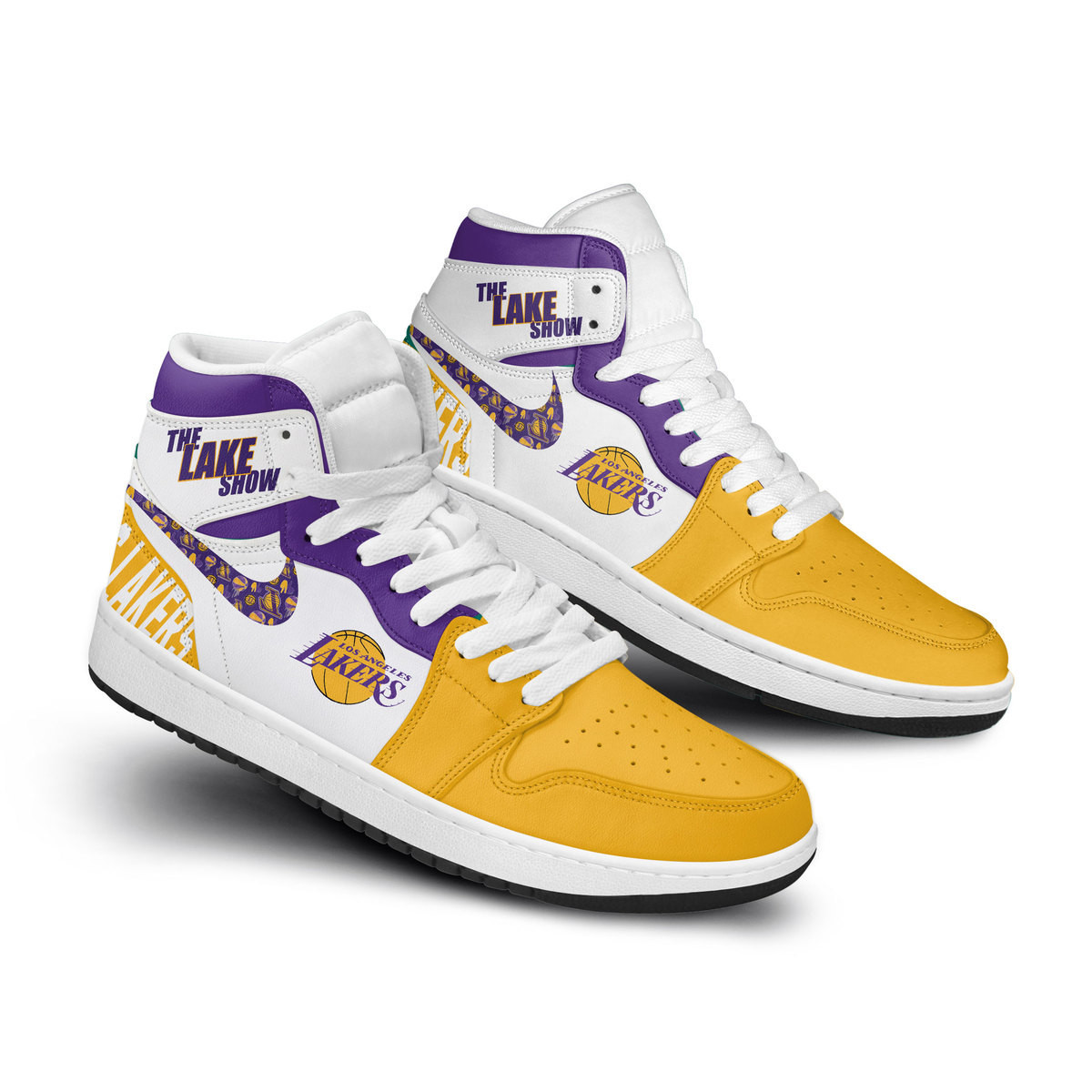 JWFancy Los Angeles Lakers AJ1 High Sneakers Shoes For Men And Women
