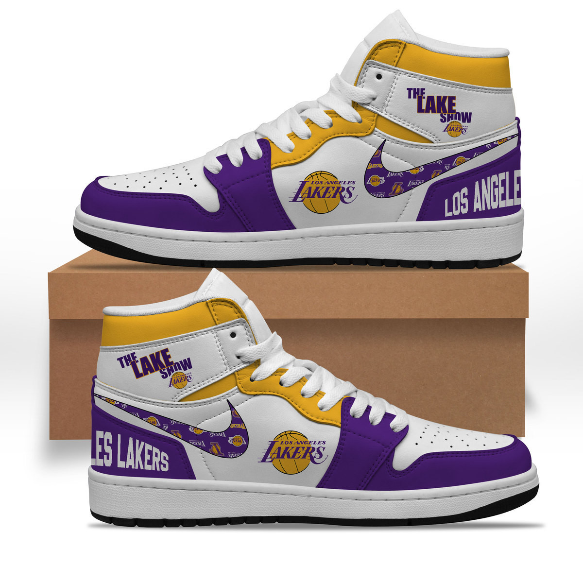 JWFancy Los Angeles Lakers AJ1 High Sneakers Shoes For Men And Women