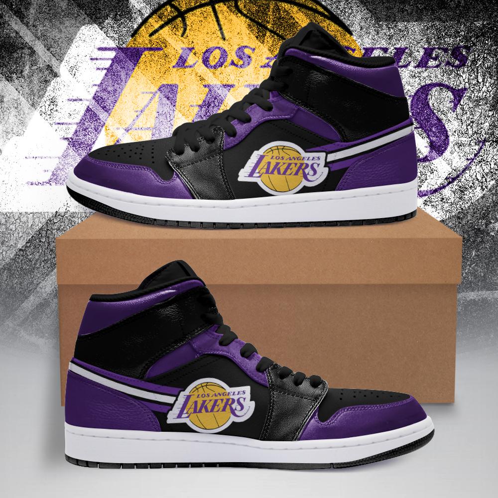 JWFancy Los Angeles Lakers NBA AJ1 High Sneakers Shoes For Men And Women