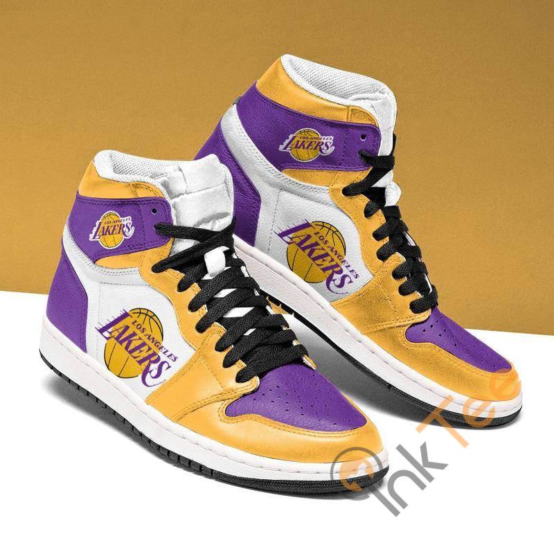 JWFancy Los Angeles Lakers NBA AJ1 High Sneakers Shoes For Men And Women