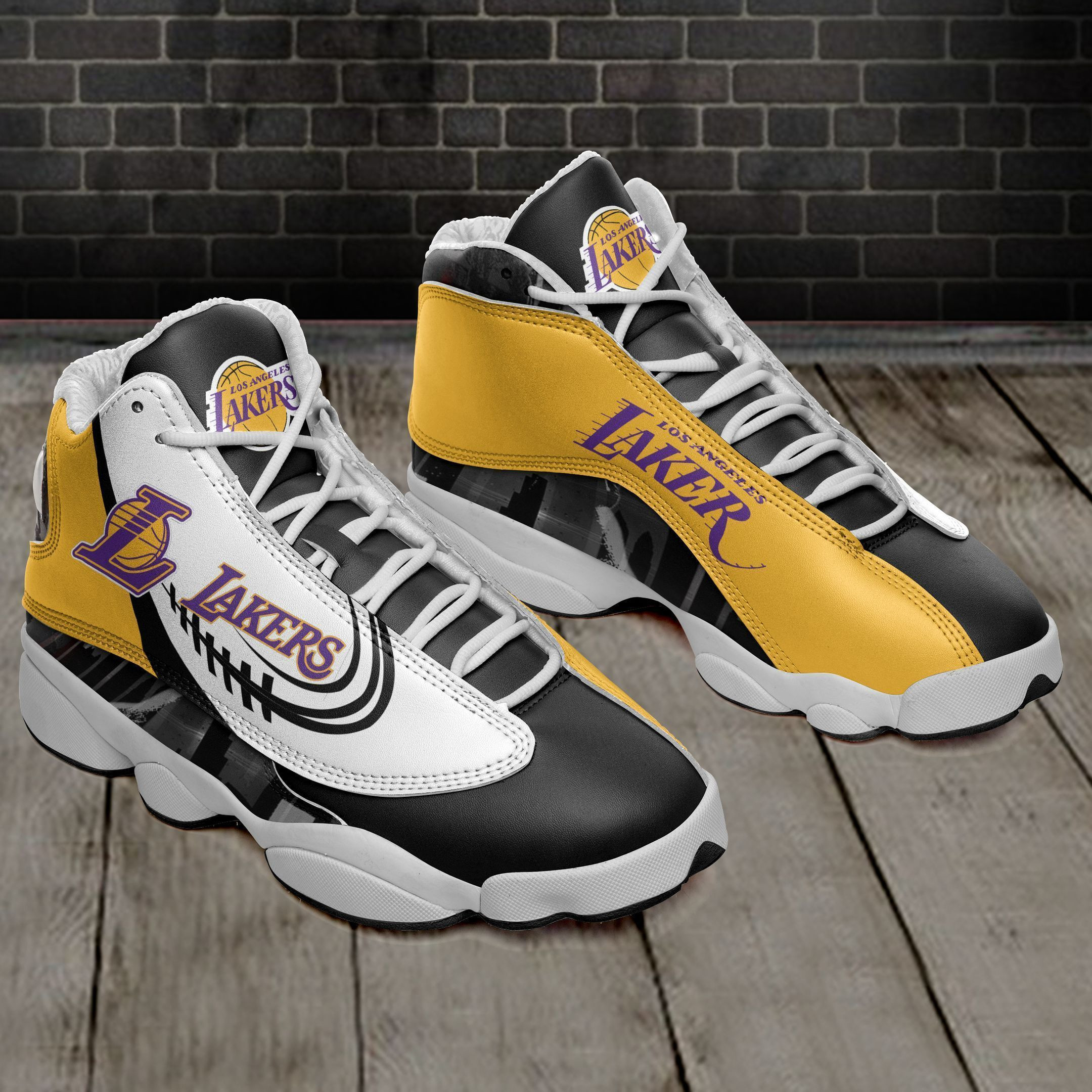 JWFancy Los Angeles Lakers NFL AJ13 Sneakers Shoes For Men And Women