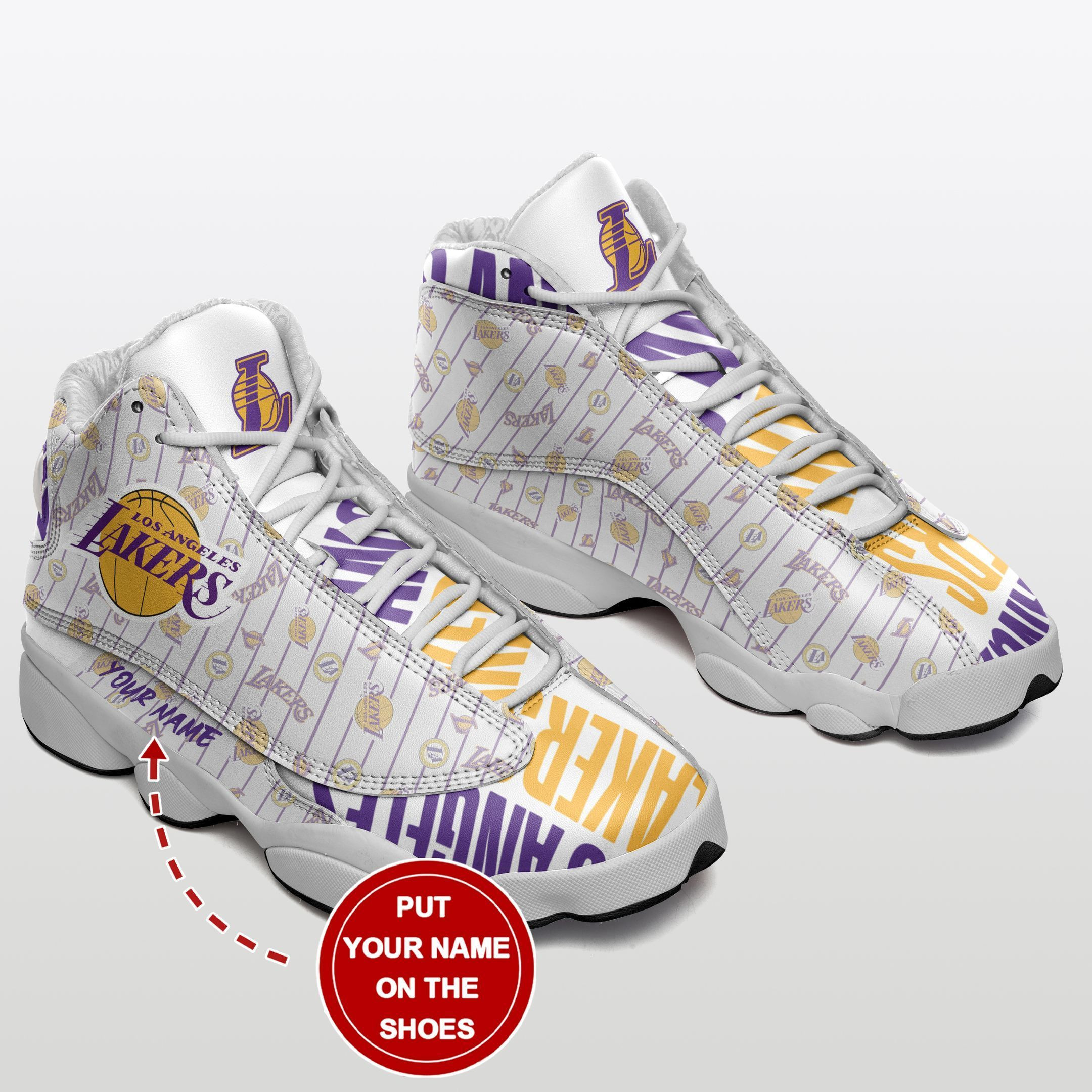 JWFancy Los Angeles Lakers NFL AJ13 Sneakers Shoes For Men And Women