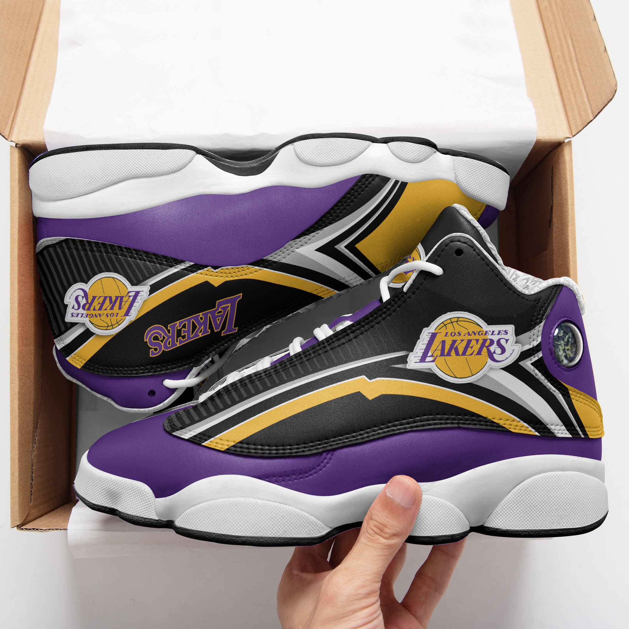 JWFancy Los Angeles Lakers NFL AJ13 Sneakers Shoes For Men And Women