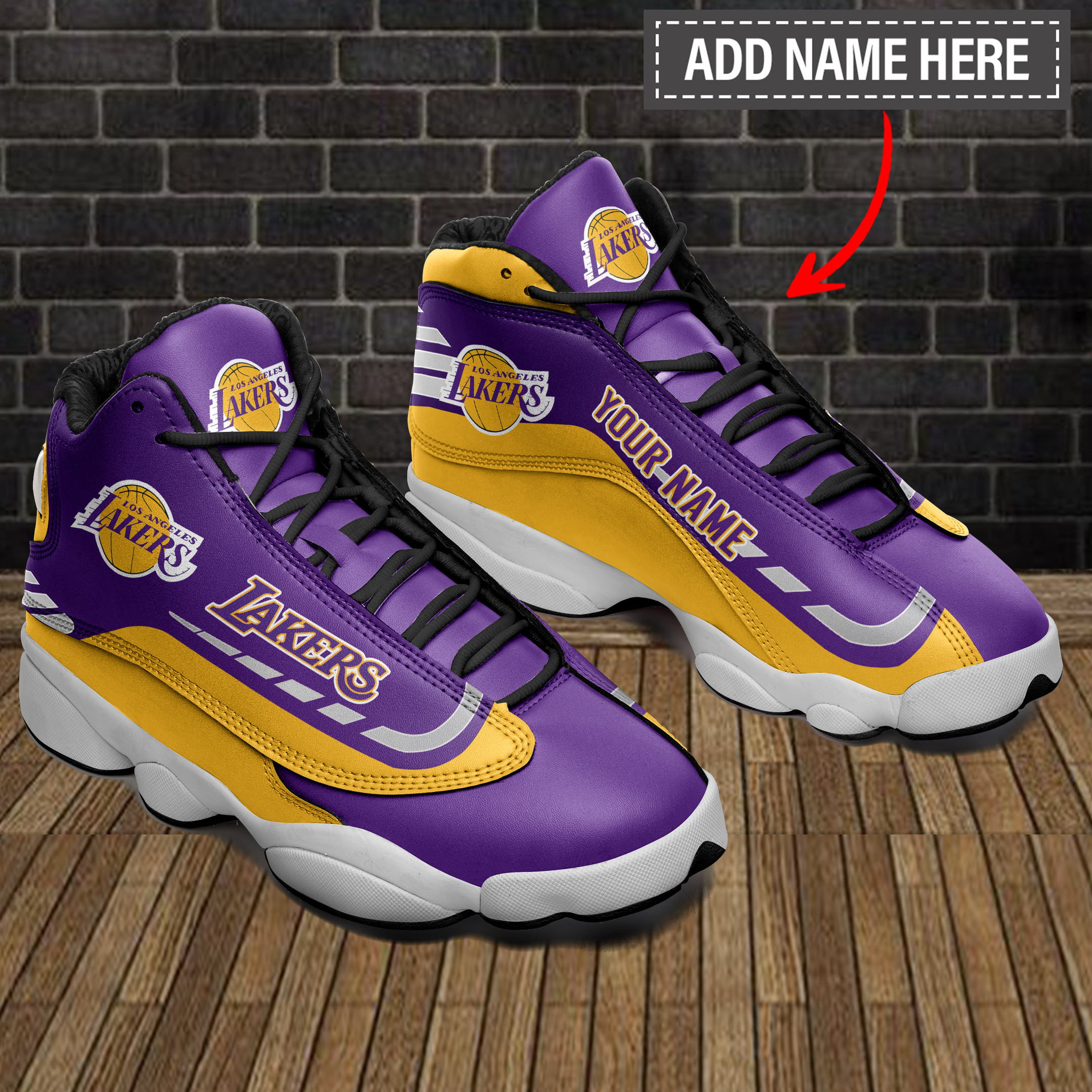 JWFancy Los Angeles Lakers NFL AJ13 Sneakers Shoes For Men And Women
