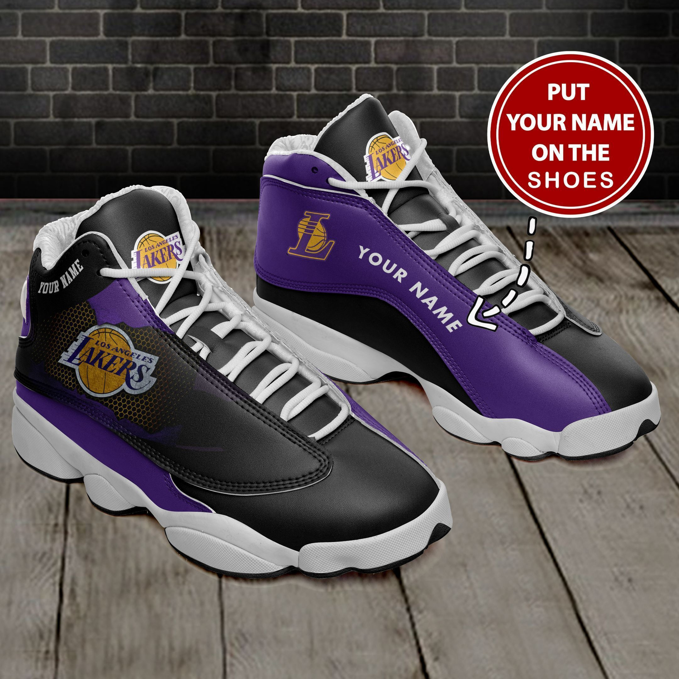 JWFancy Los Angeles Lakers NFL AJ13 Sneakers Shoes For Men And Women