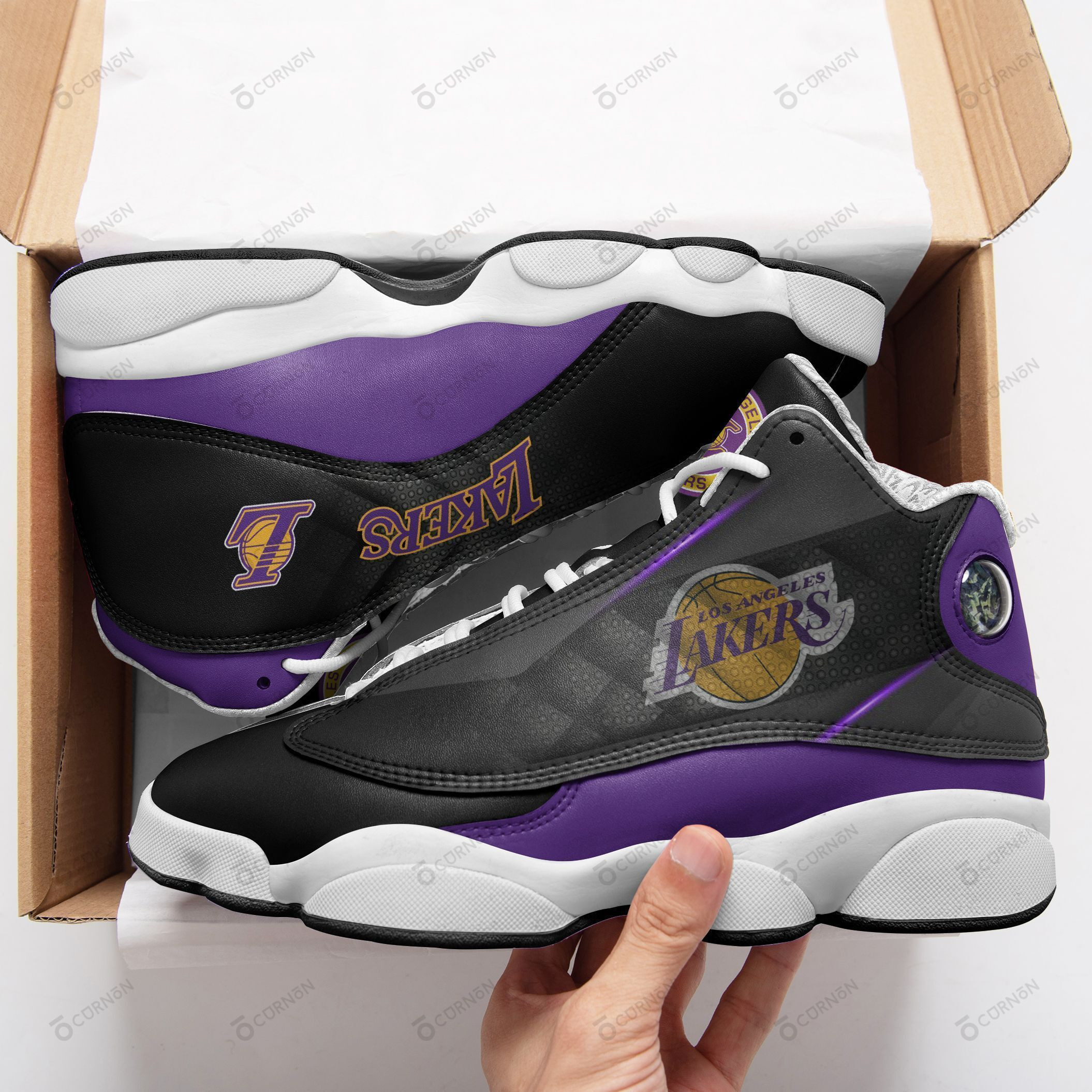 JWFancy Los Angeles Lakers NFL AJ13 Sneakers Shoes For Men And Women