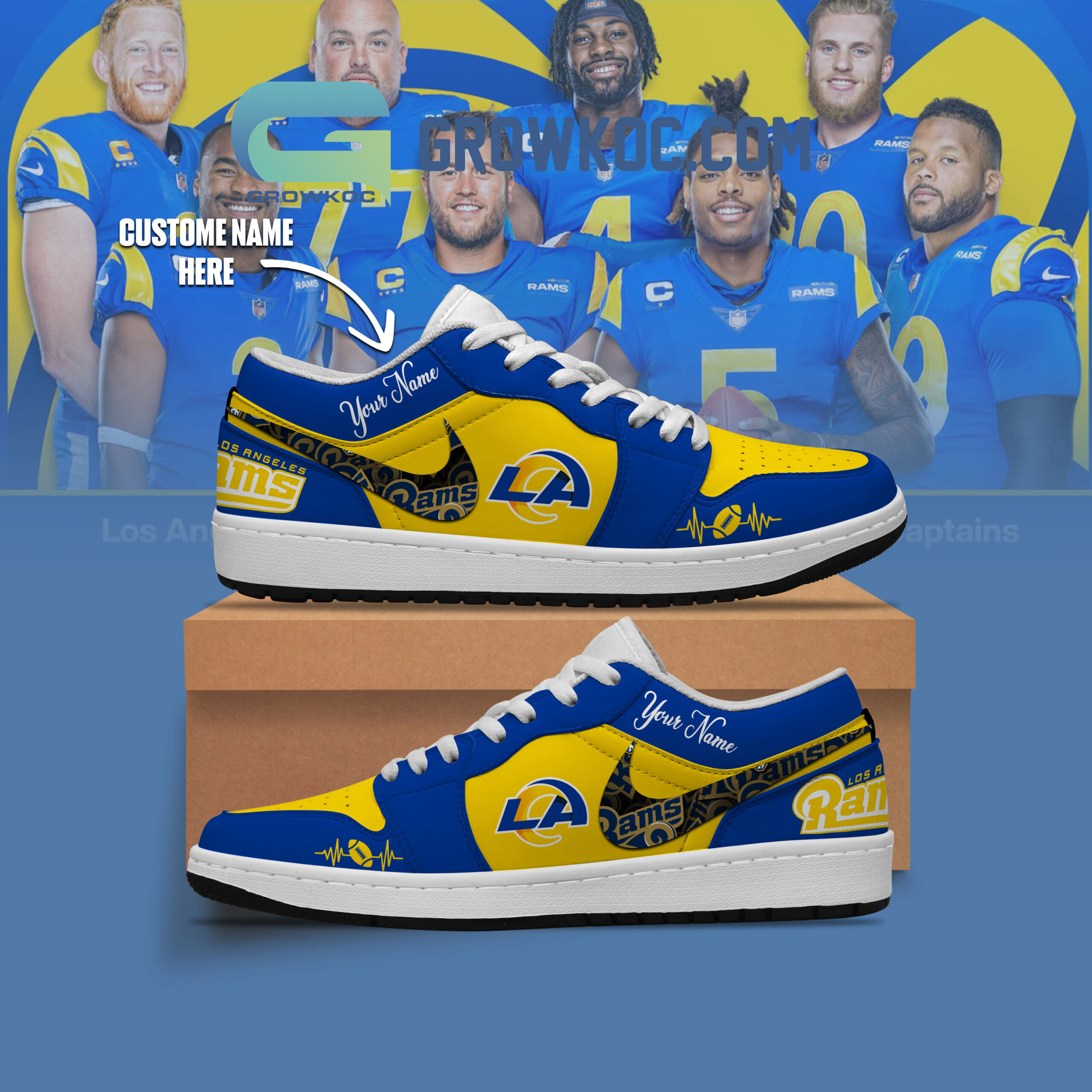 JWFancy Los Angeles Rams AJ1 Low Sneakers Shoes For Men And Women