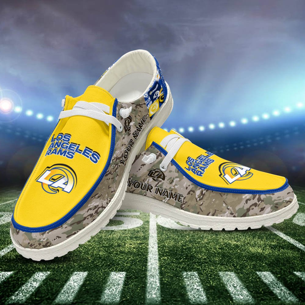 JWFancy Los Angeles Rams Hey Dude Shoes Wally Men's Lace Up Loafers Comfortable For Men And Women