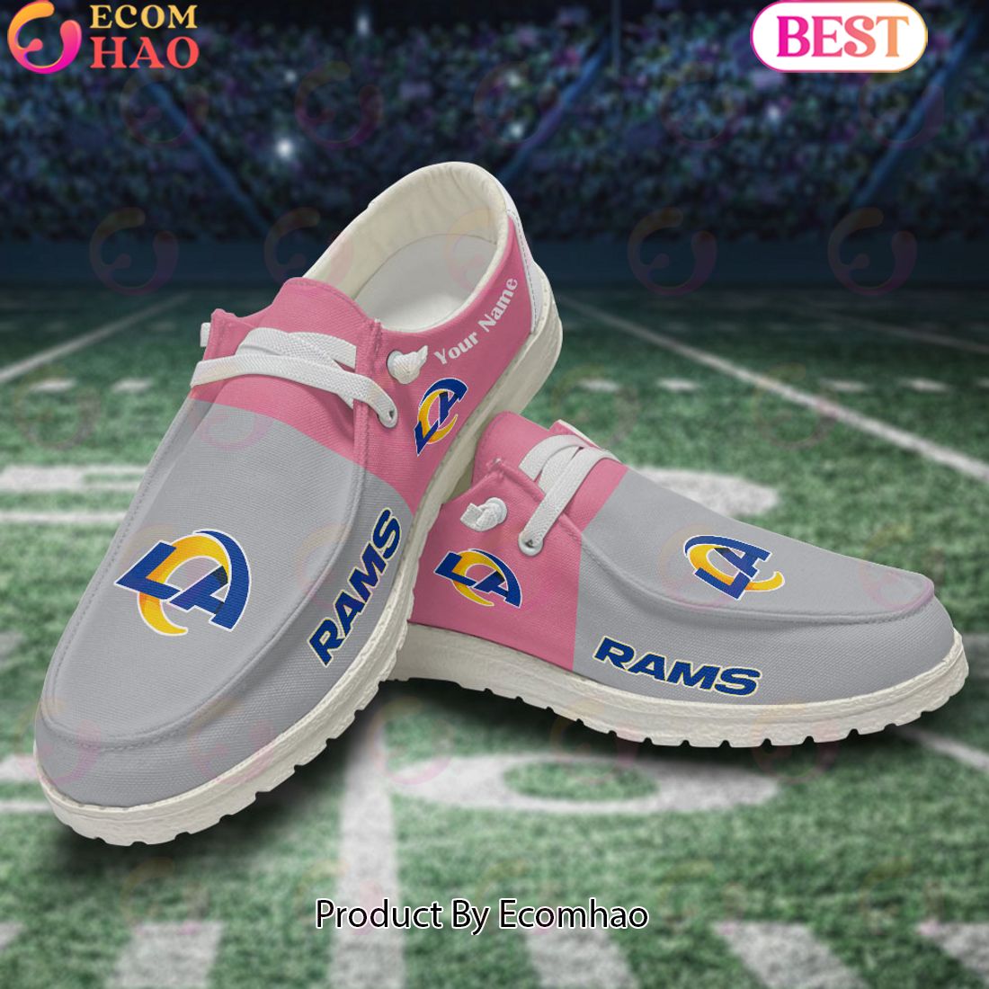 JWFancy Los Angeles Rams Hey Dude Shoes Wally Men's Lace Up Loafers Comfortable For Men And Women