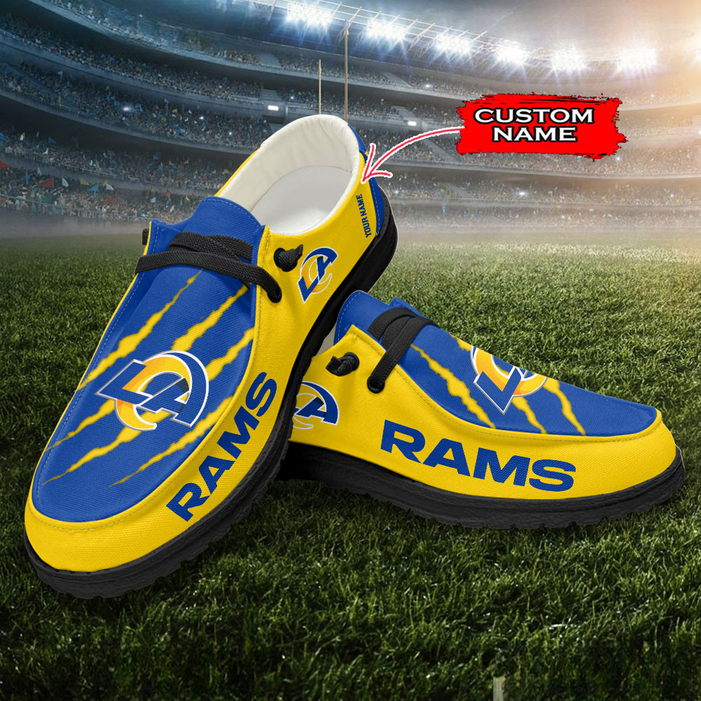 JWFancy Los Angeles Rams Hey Dude Shoes Wally Men's Lace Up Loafers Comfortable For Men And Women