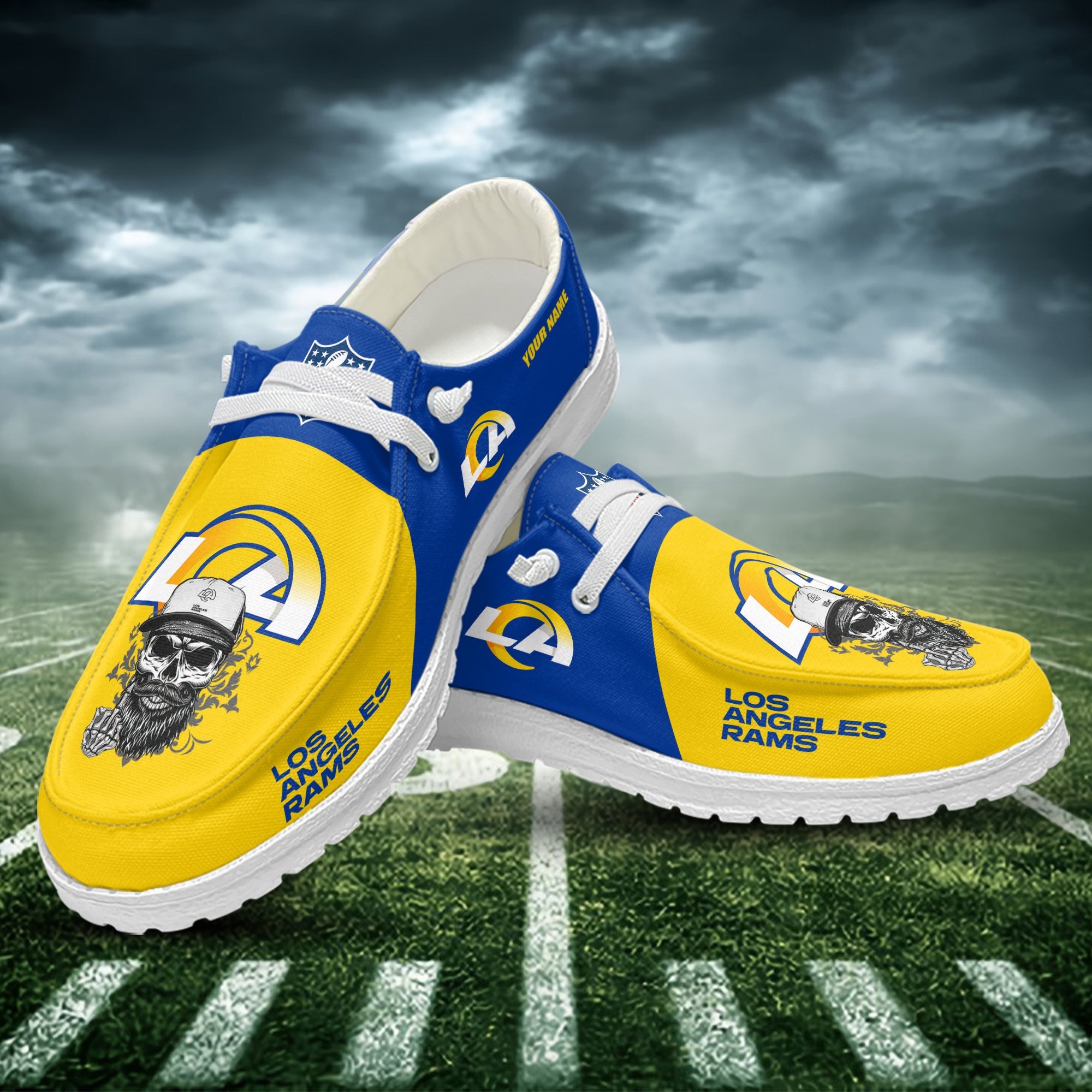 JWFancy Los Angeles Rams Hey Dude Shoes Wally Men's Lace Up Loafers Comfortable For Men And Women
