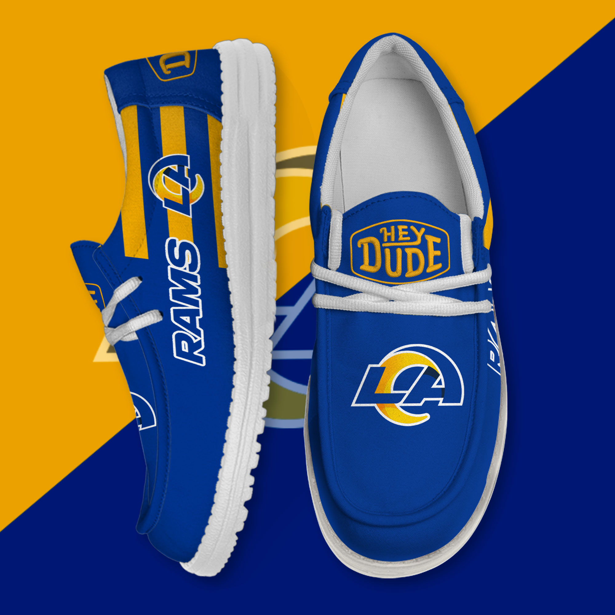 JWFancy Los Angeles Rams Hey Dude Shoes Wally Men's Lace Up Loafers Comfortable For Men And Women