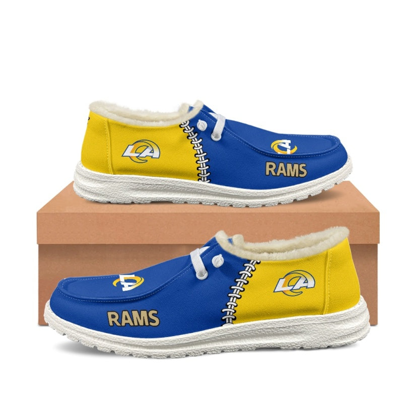 JWFancy Los Angeles Rams Hey Dude Shoes Wally Men's Lace Up Loafers Comfortable For Men And Women