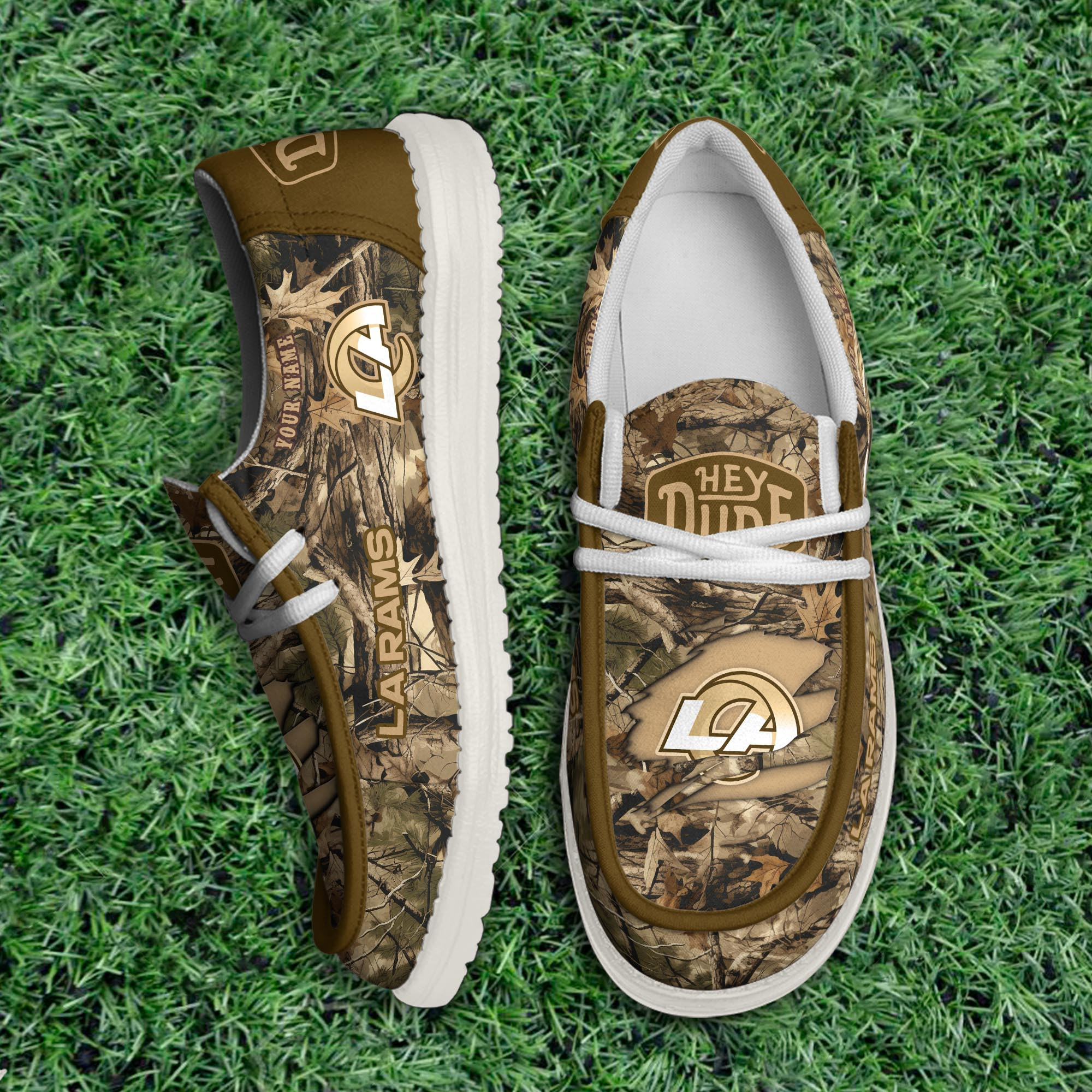 JWFancy Los Angeles Rams Hey Dude Shoes Wally Men's Lace Up Loafers Comfortable For Men And Women