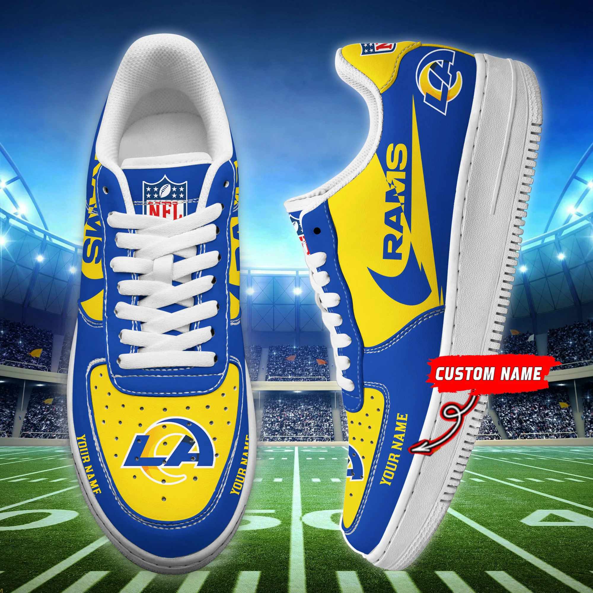 JWFancy Los Angeles Rams NFL Air Low-Top Sneakers Shoes For Men And Women
