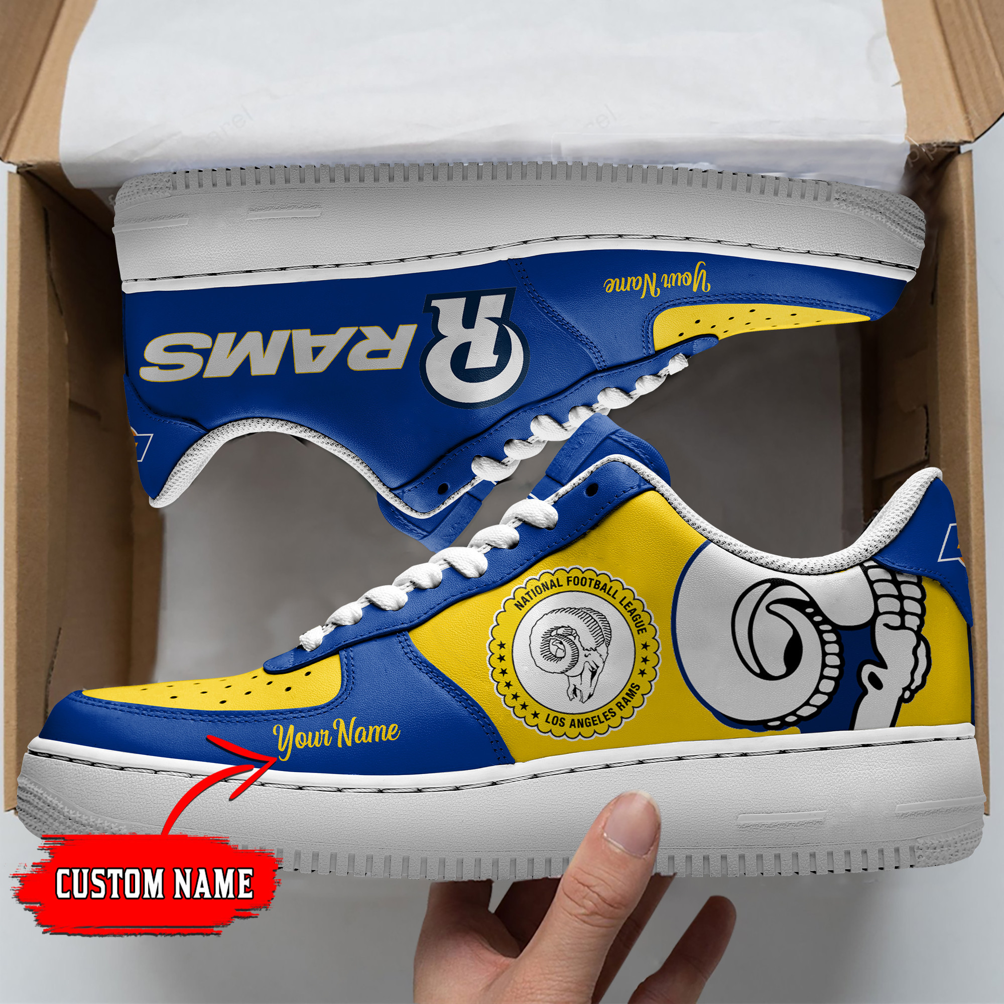 JWFancy Los Angeles Rams NFL Air Low-Top Sneakers Shoes For Men And Women