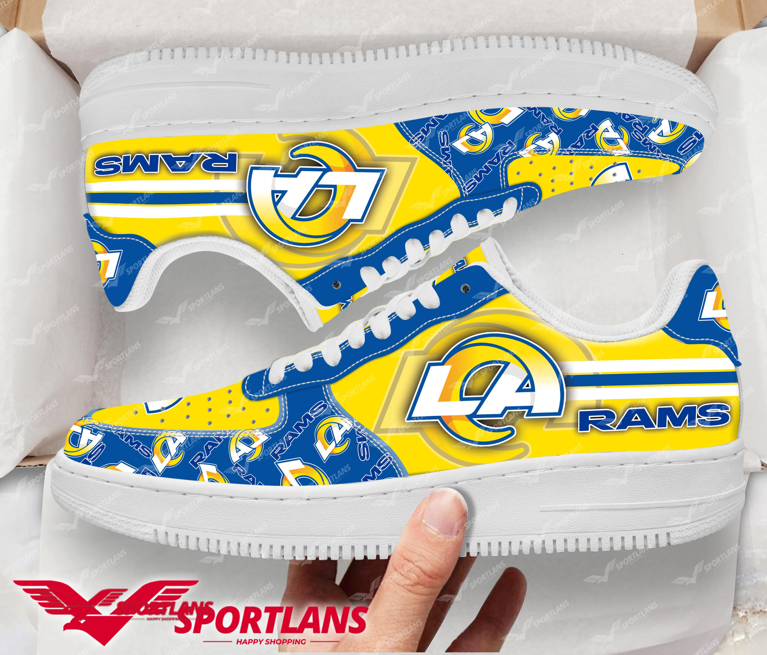 JWFancy Los Angeles Rams NFL Air Low-Top Sneakers Shoes For Men And Women